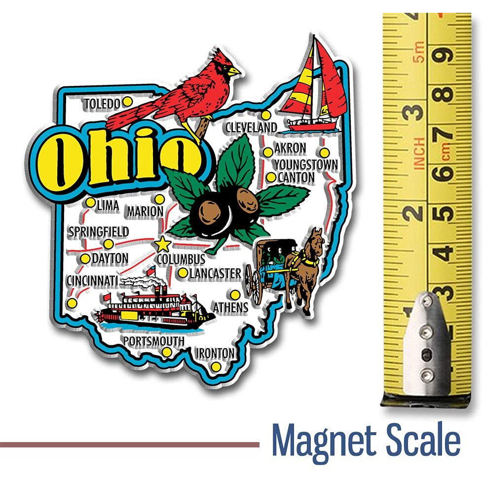 Ohio Jumbo State Magnet By Classic Magnets  3.3"" X 3.6""  Collectible Souvenirs Made In The Usa