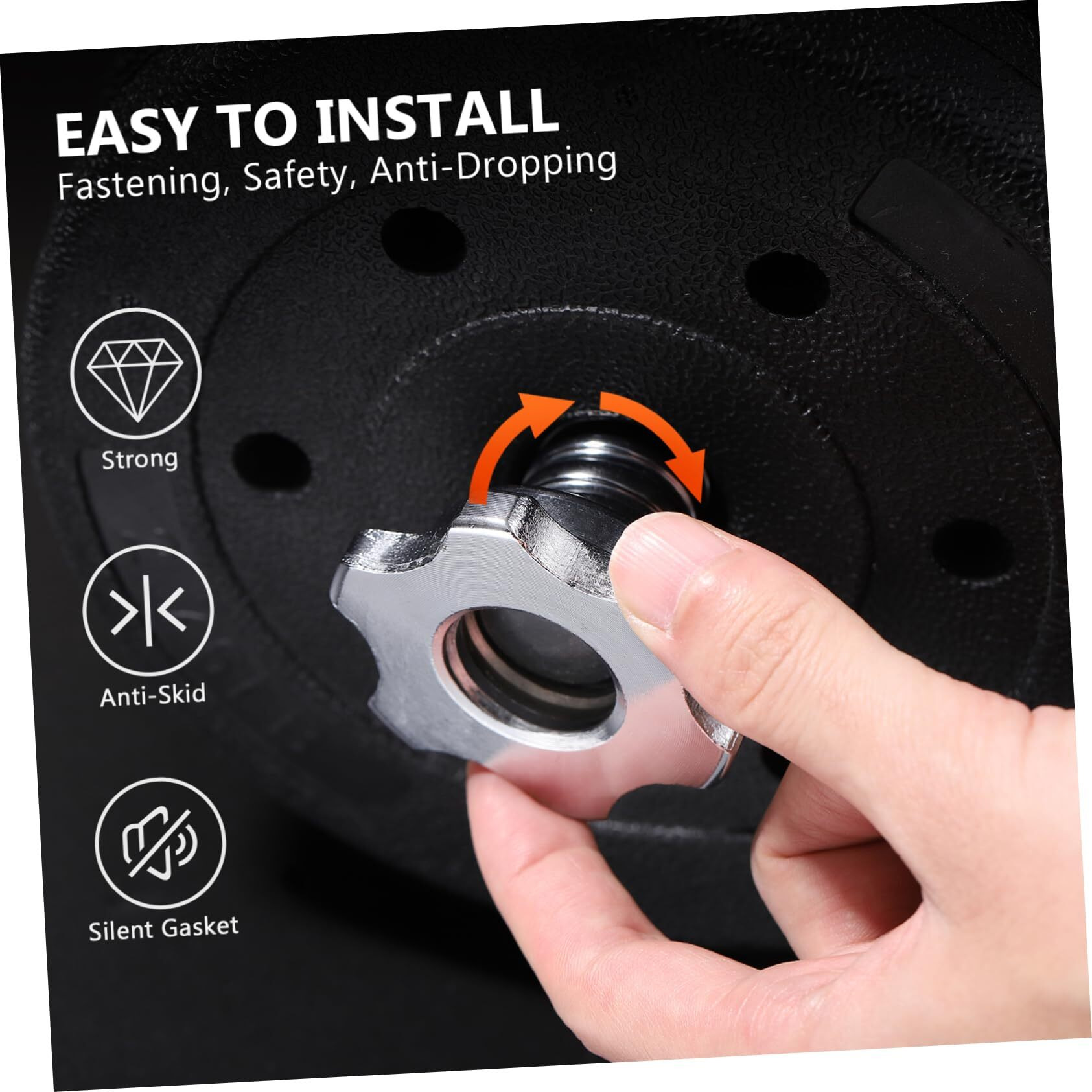 Garneck 2Pcs Standard Barbell Spin-Lock Collars Screw Clamps Anti-Slip Spin-Lock Collars For Weight Lifting 1 Inch(Silver) (2Pcs)