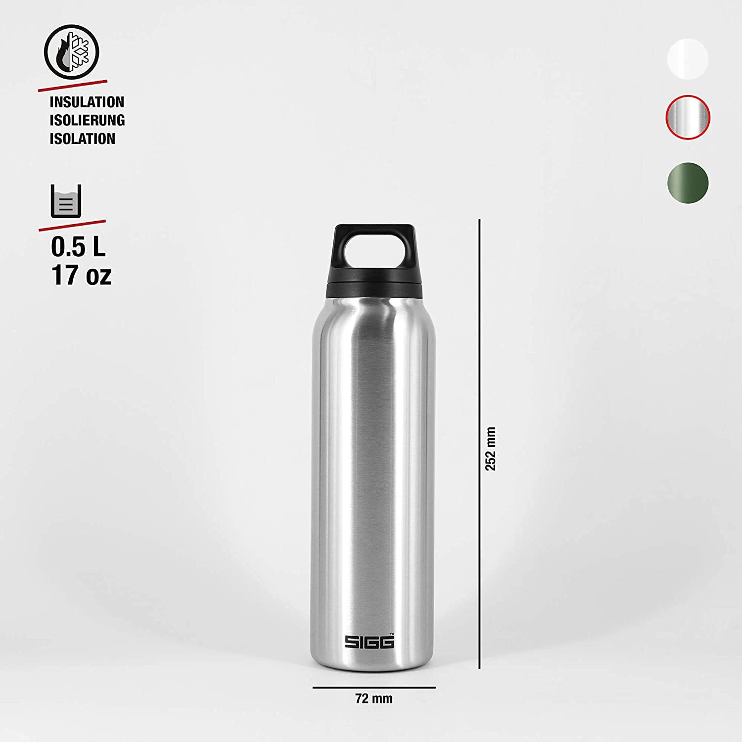 Sigg - Insulated Water Bottle - Thermo Flask Hot & Cold - Leakproof - Bpa Free - 18/8 Stainless Steel - 17 Oz