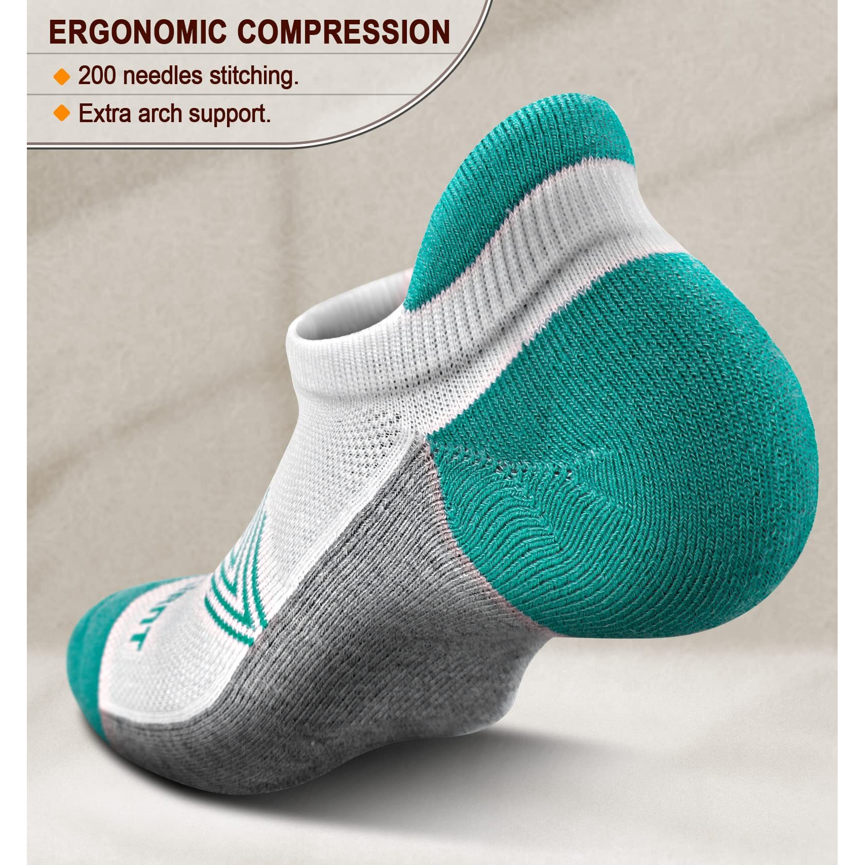 Bulliant Socks For Women 6Pairs-Womens Athletic Ankle Socks No Show Cushioned For Walking Running-Compression Arch Support(6Pairs Shoes SizeWomen 6-8)