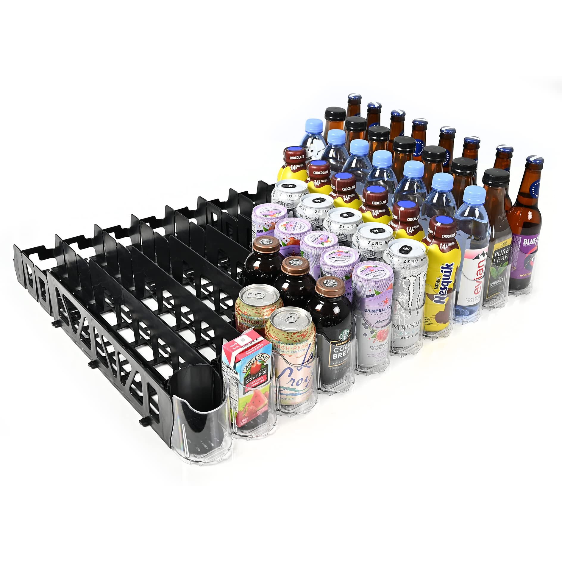 Visi-Fast Spring Push Drink Dispenser  Refrigerator Organizers And Storage For 12/16 Oz Beverages  Bottles  And Cans  Drink Dispenser For Fridge  Commercial And Home  (Pack Of 1)