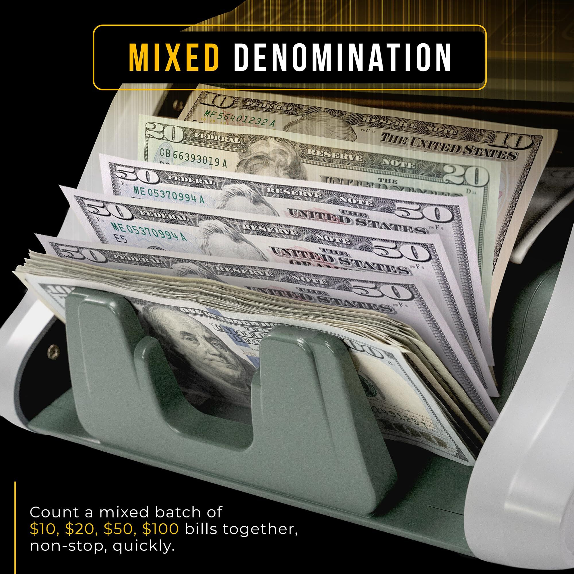 Kolibri Kbr-500 Money Counter Machine Mixed Denomination | Business Grade Cash Counter Machine W/Advanced Ir/Uv/Mg/Mt/Counterfeit Detection  Multi-Currency (Usd Cad Mxn Gbp Eur)