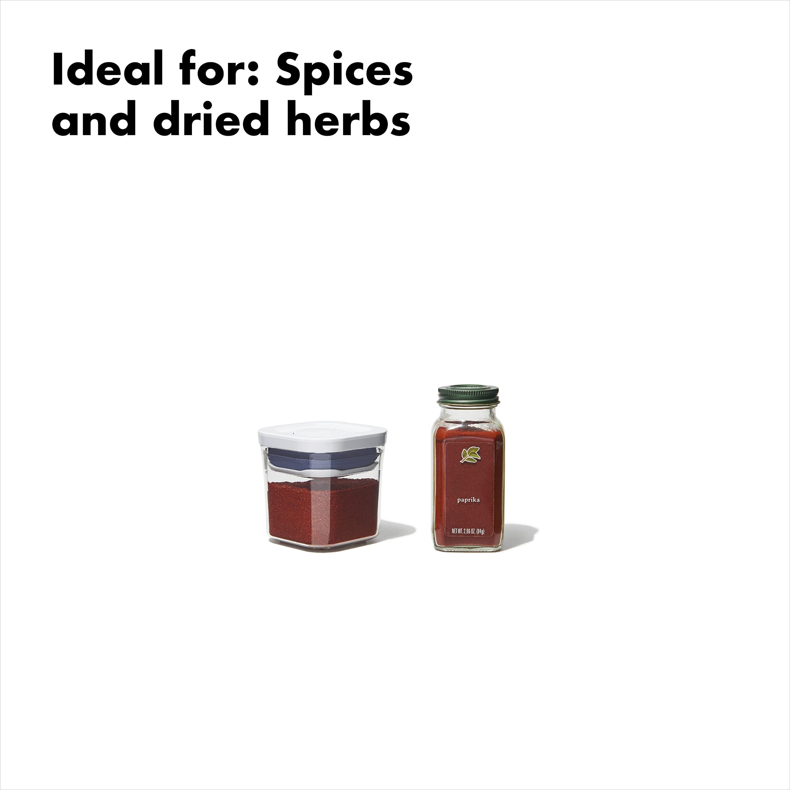 Oxo Good Grips Pop Container - Airtight Food Storage - Mini Square Mini 0.2 Qt Ideal For Spices And Dried Herbs