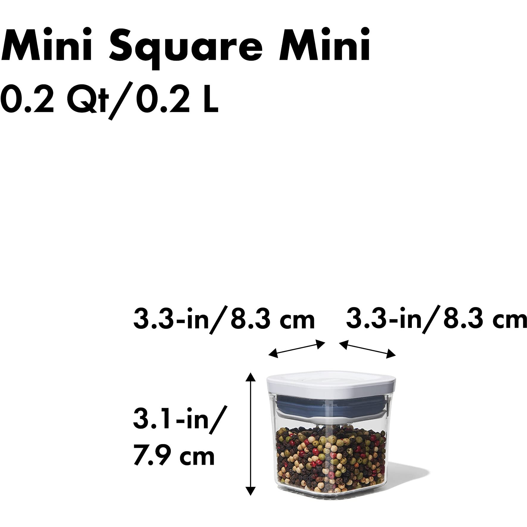 Oxo Good Grips Pop Container - Airtight Food Storage - Mini Square Mini 0.2 Qt Ideal For Spices And Dried Herbs
