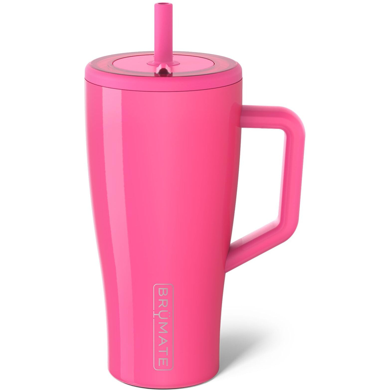 Brmate Era 30 Oz Tumbler With Handle And Straw | 100% Leakproof Insulated Tumbler With Lid And Straw | Made Of Stainless Steel | Cup Holder Friendly Base | 30Oz (Neon Pink)
