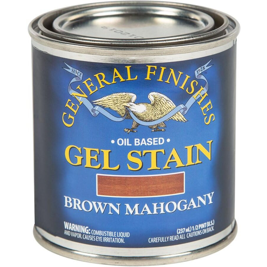 General Finishes Oil Base Gel Stain  1/2 Pint  Brown Mahogany
