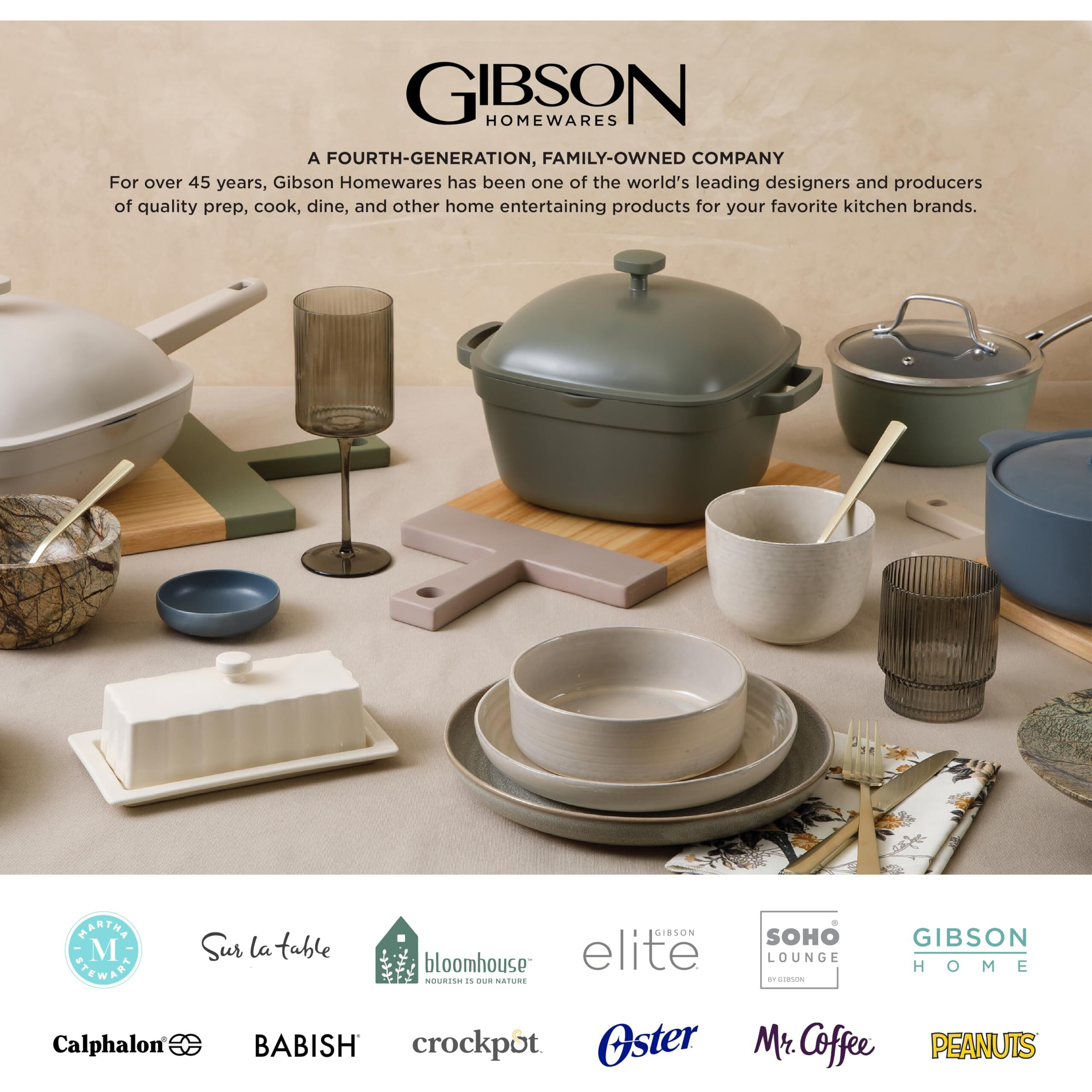 Gibson Soho Lounge Square Reactive Glaze Stoneware Dinnerware Set  Service For 4 (16Pc)  Amber