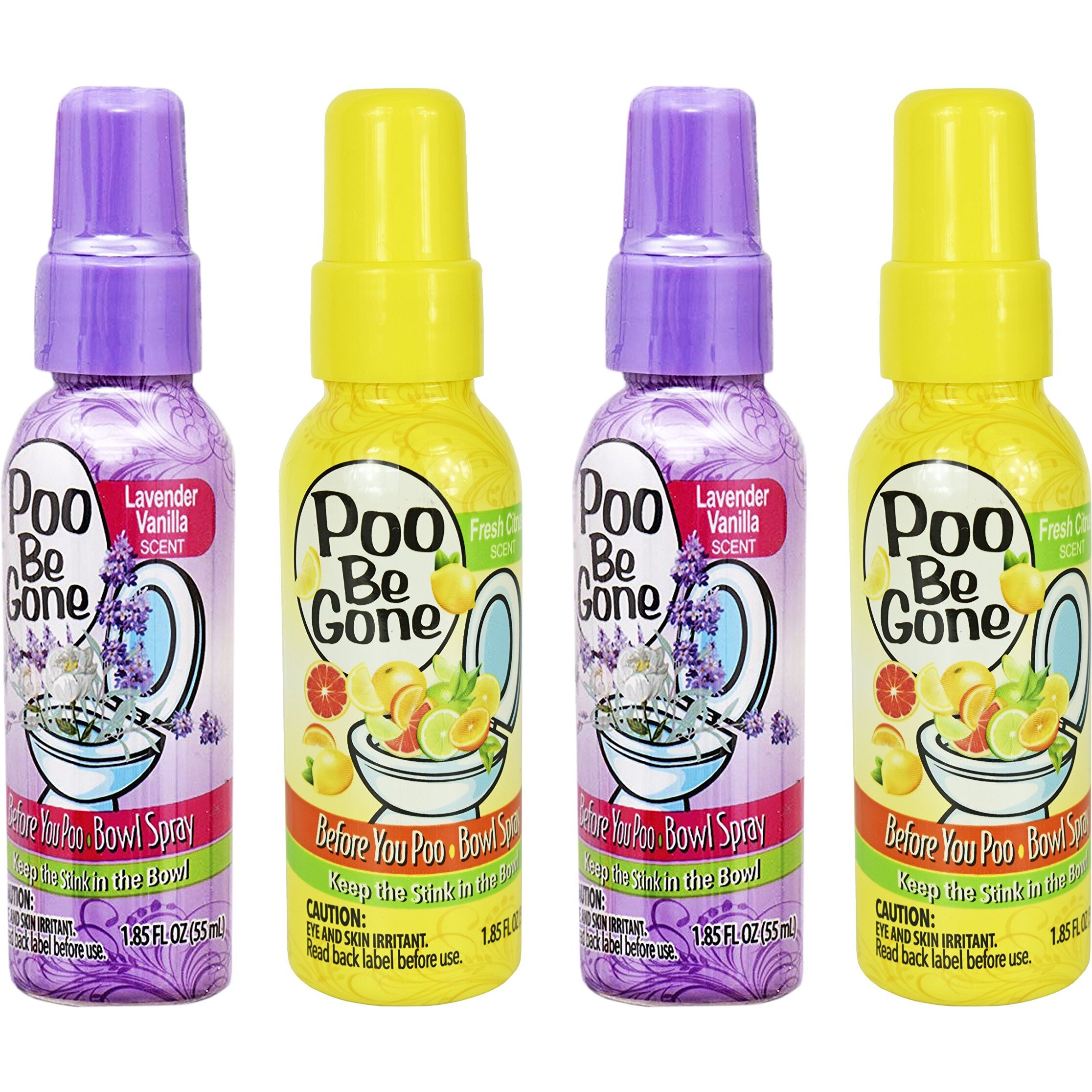 Set Of 4 Stinky Bowl Spray 1.85Oz - Before You Go Toilet Bathroom Deodorizer - Features Fresh Citrus Scent And Lavender Scent