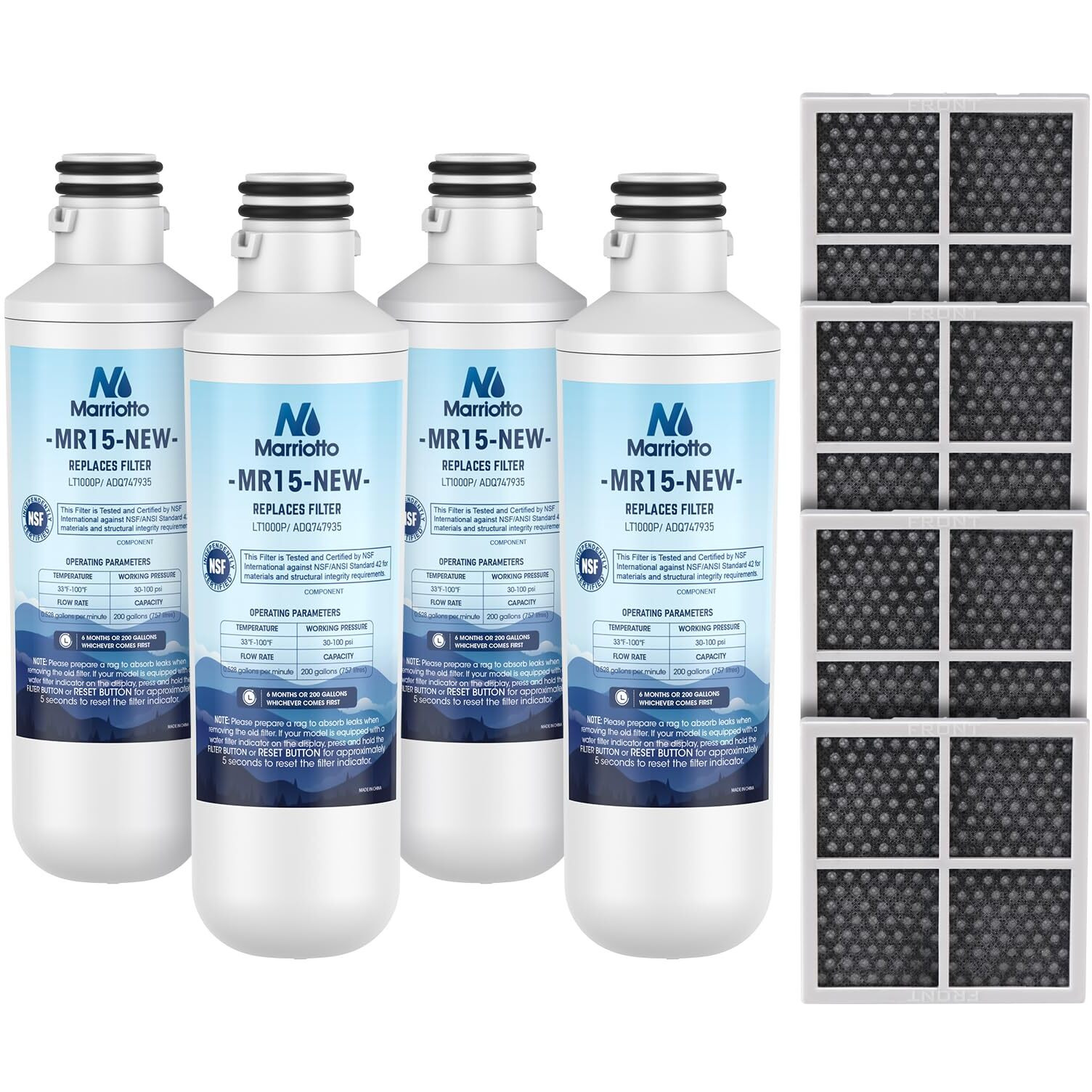 Marriotto Water Filter Lt1000Pc Replacement For Refrigerator  Compatible With Lt1000Pc/Pcs  Lt1000Pc  Lt-1000Pc  Mdj64844601  Adq747935 Adq74793504 Water Filter (4+4)