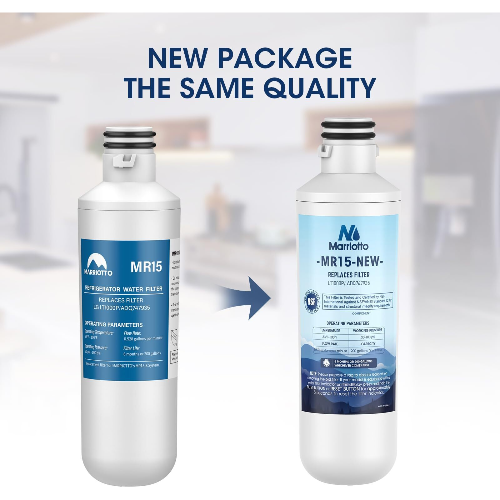 Marriotto Water Filter Lt1000Pc Replacement For Refrigerator  Compatible With Lt1000Pc/Pcs  Lt1000Pc  Lt-1000Pc  Mdj64844601  Adq747935 Adq74793504 Water Filter (4+4)