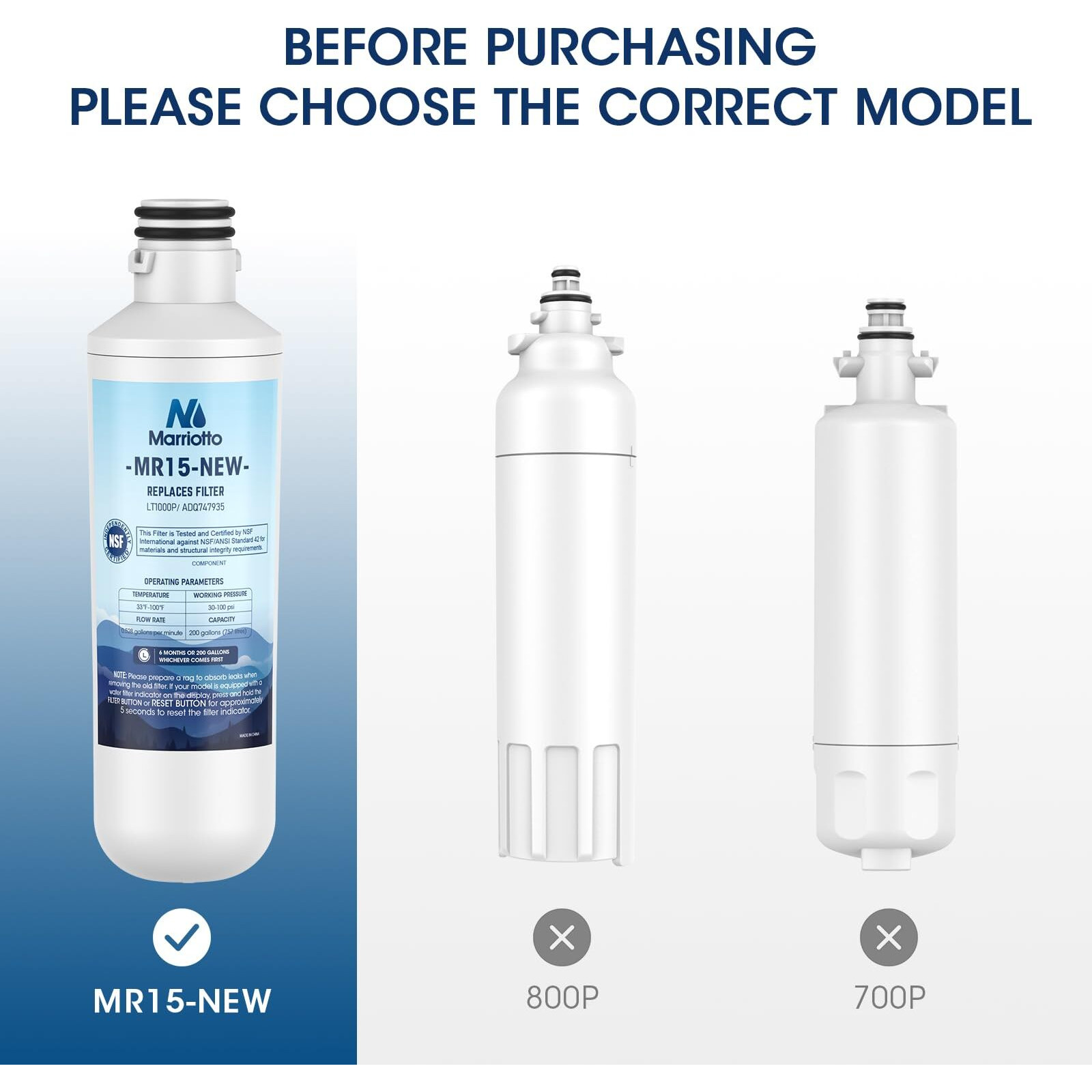 Marriotto Water Filter Lt1000Pc Replacement For Refrigerator  Compatible With Lt1000Pc/Pcs  Lt1000Pc  Lt-1000Pc  Mdj64844601  Adq747935 Adq74793504 Water Filter (4+4)