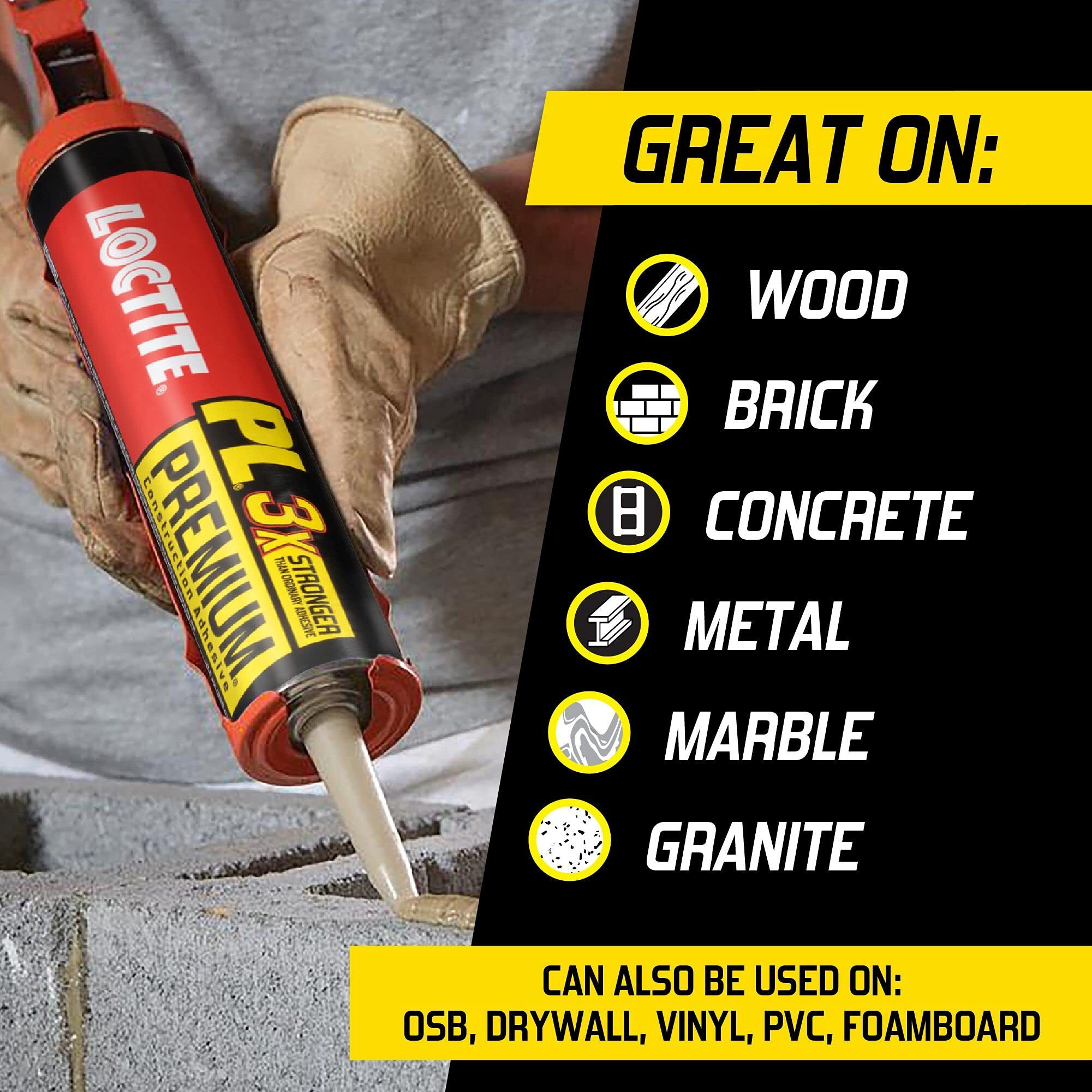 Loctite Pl Premium Polyurethane Construction Adhesive  Versatile Construction Glue For Wood  Concrete  Metal & More - 28 Fl Oz Cartridge  Pack Of 1