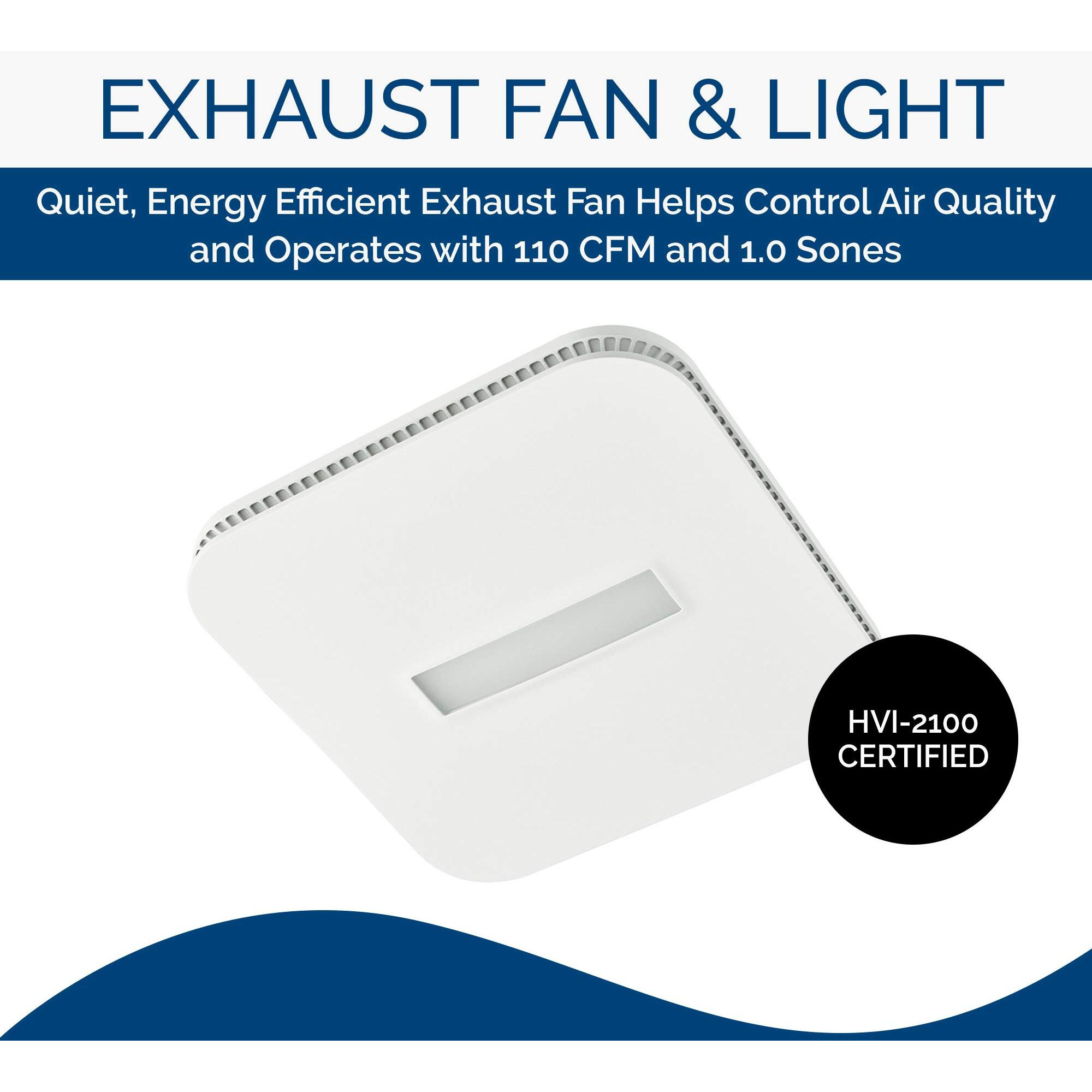 Broan-Nutone Ae110Lk Ventilation Fan With Led Cleancover And Roomside Installation  Energy Star Certified  110 Cfm  1.0 Sones  White