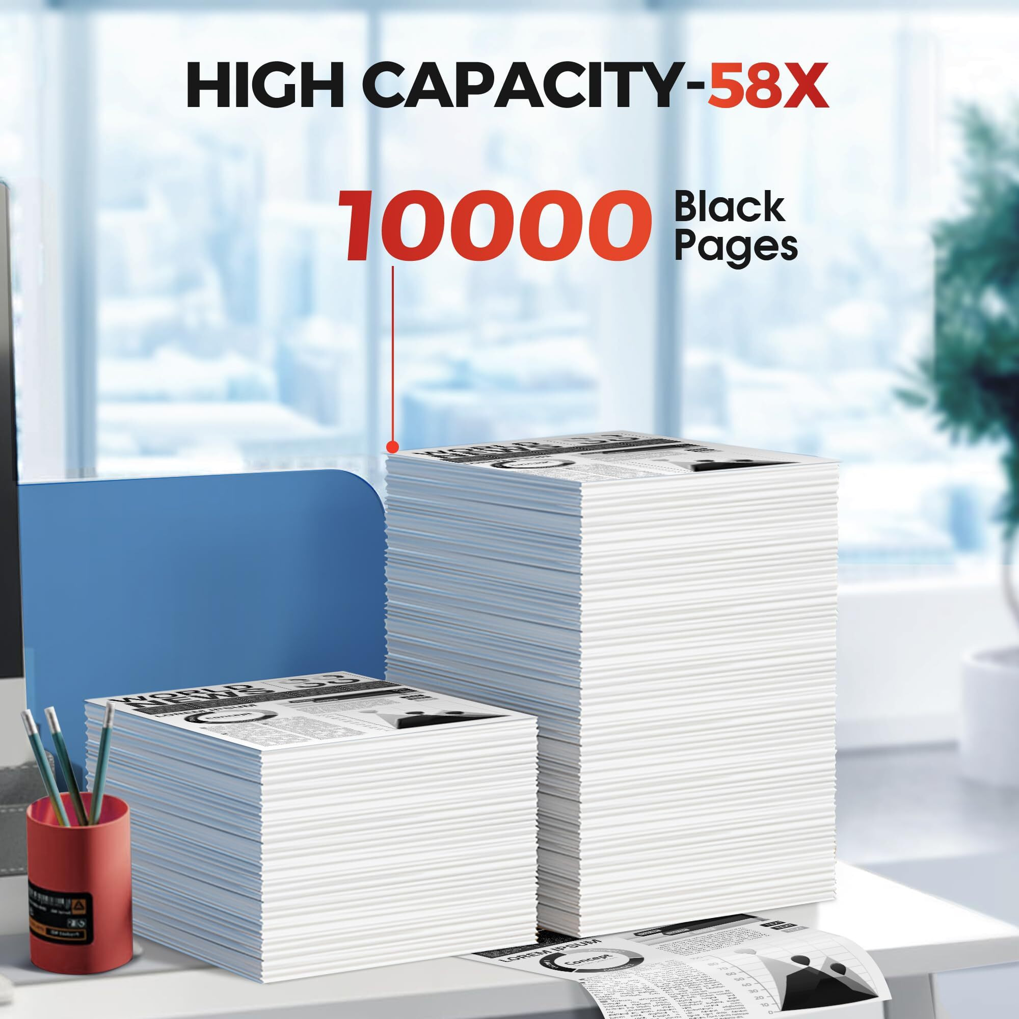 58X Cf258X Toner Cartridge Black Replacement For Hp 58X Cf258X 58A Cf258A Compatible With Laserjet Mfp M428Fdw M428Fdn M428Dw M404 M428 Pro M404N M404Dn M404Dw Printer 2 Pack (With Chip)