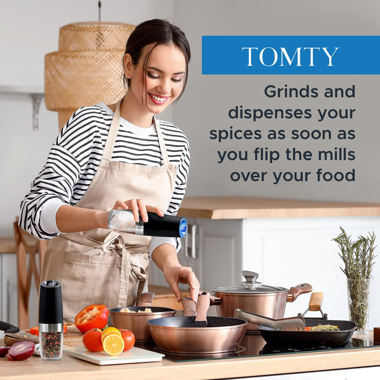 Gravity Electric Salt And Pepper Grinder Set White Elephant Gifts For Women Who Have Everything Grilling Men Kitchen Gadgets Housewarming Holiday Cooking Adults Idea Battery Operated Shakers Automatic