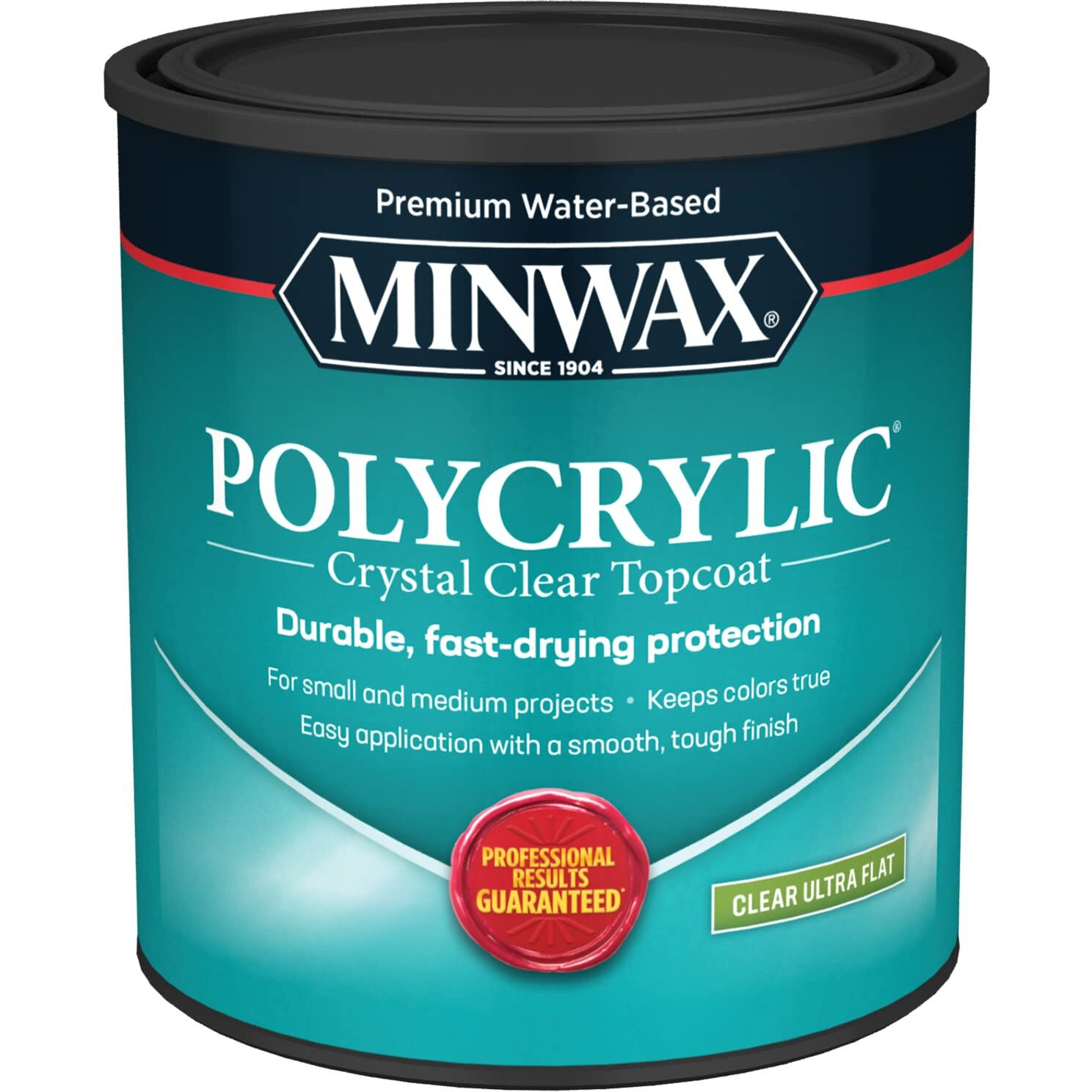 1 Qt Minwax 611114444 Clear Polycrylic Water-Based Protective Finish  Ultra Flat