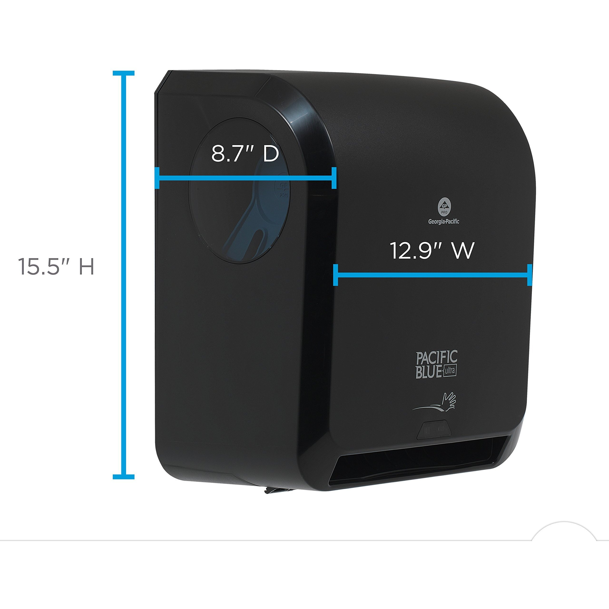 Pacific Blue Ultra 8 "" High-Capacity Automated Touchless Paper Towel Dispenser By Gp Pro (Georgia-Pacific) Black 59590 12.9 "" W X 9 "" D X 16 "" H 1 Dispenser