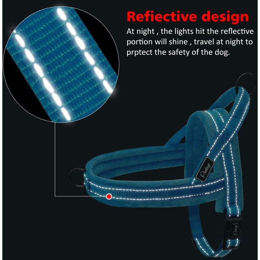 Didog Soft Flannel Padded Dog Vest Harness  Escape Proof/Quick Fit Reflective Dog Strap Harness Easy For Training Walking Blue S Size