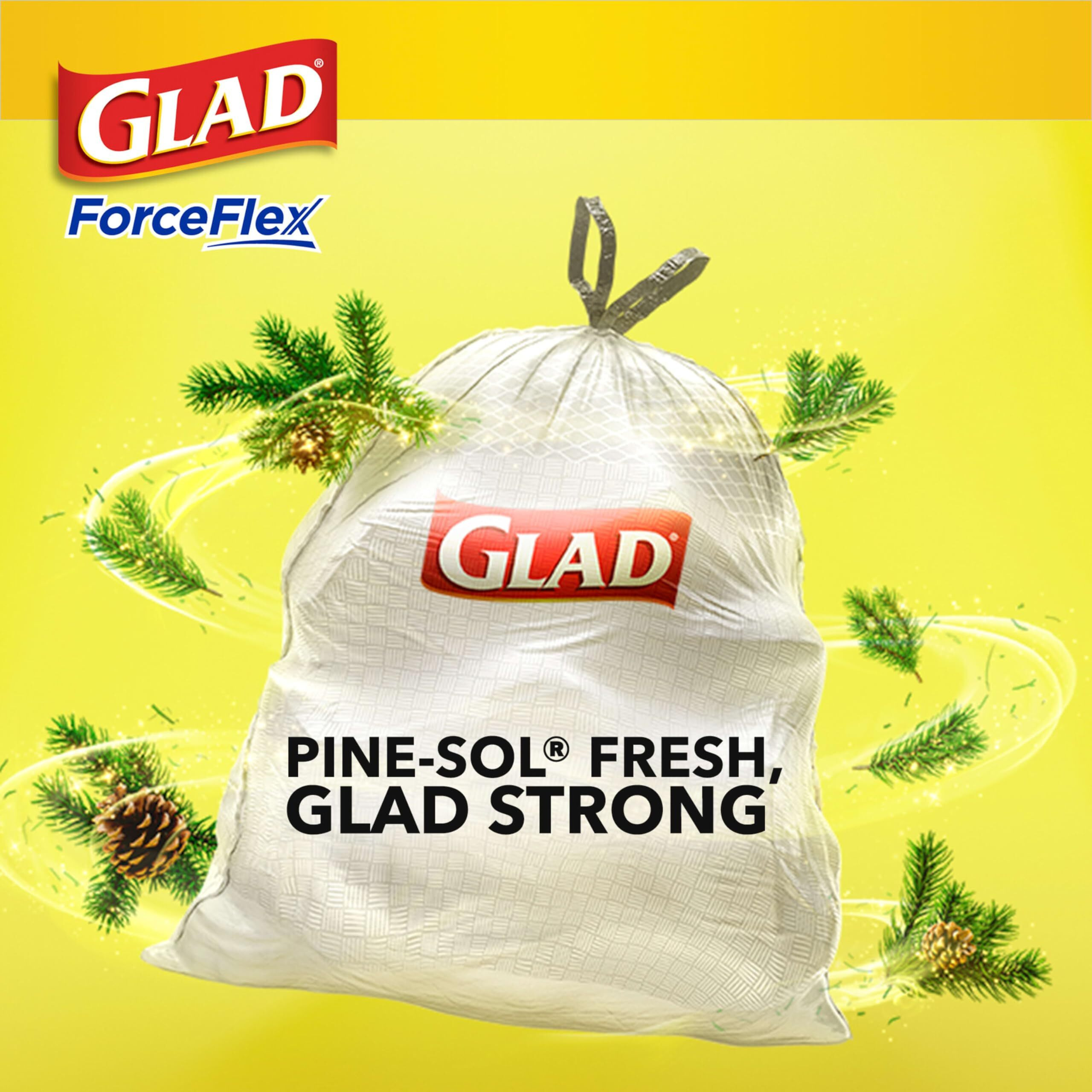 Glad Forceflex Tall Kitchen Trash Bags  13 Gal  Pine-Sol Original  110 Ct (Package May Vary)