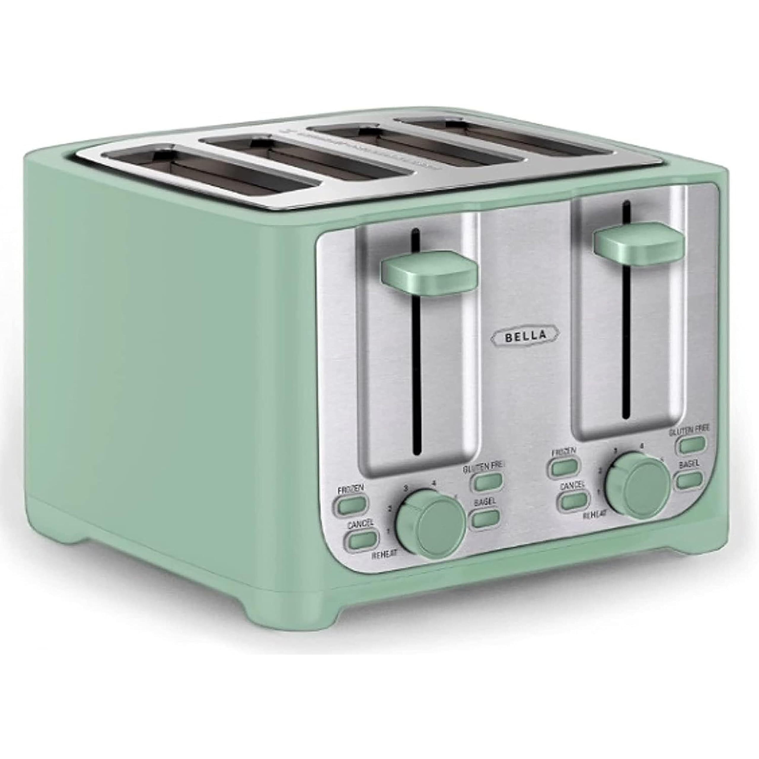 Bella 4 Slice Toaster With Auto Shut Off - Extra Wide Slots & Removable Crumb Tray And Cancel  Defrost & Reheat Function - Toast Bread & Bagel  Sage