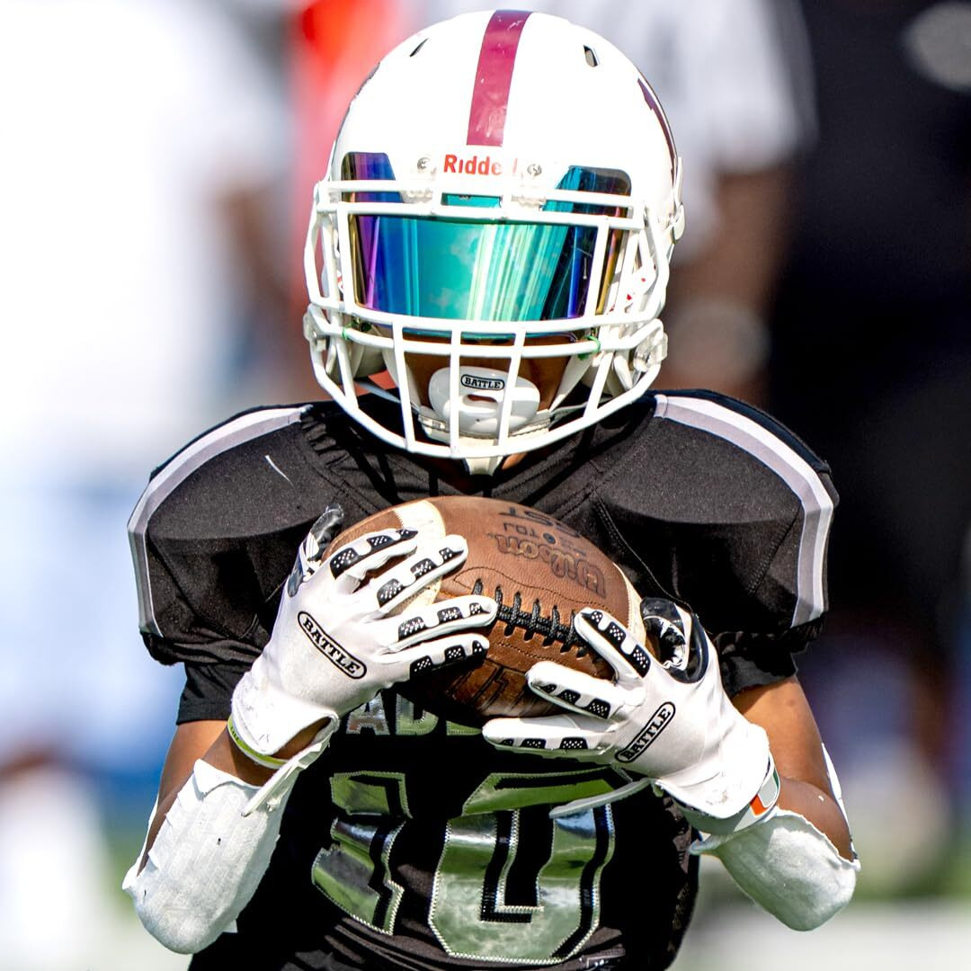 Battle Sports Ultra-Stick Wide Receiver Football Gloves - Adult & Youth Football Gloves - Adult Large  Red/White