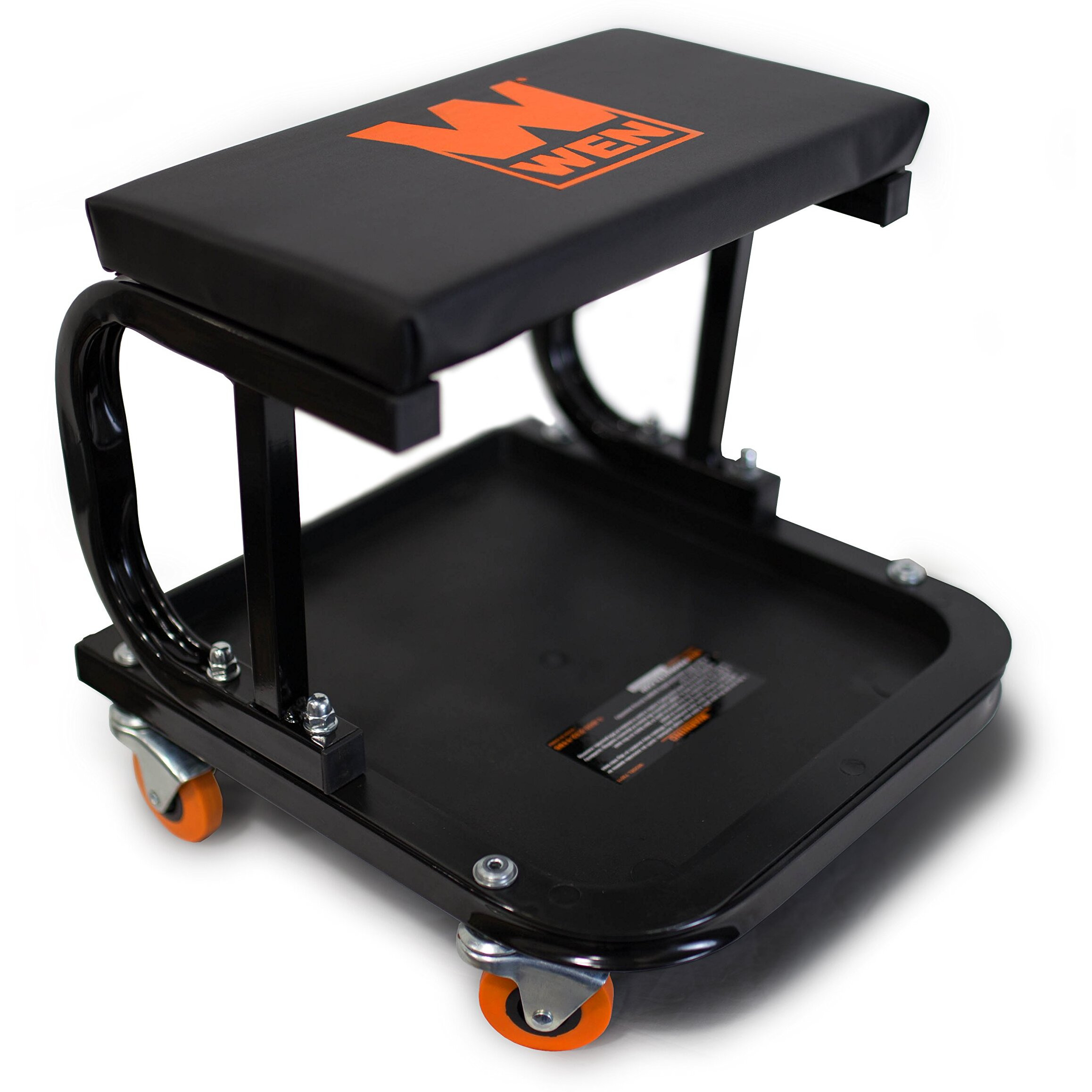 Wen 73011T 250 Lb. Capacity Rolling Mechanic Seat With Onboard Storage