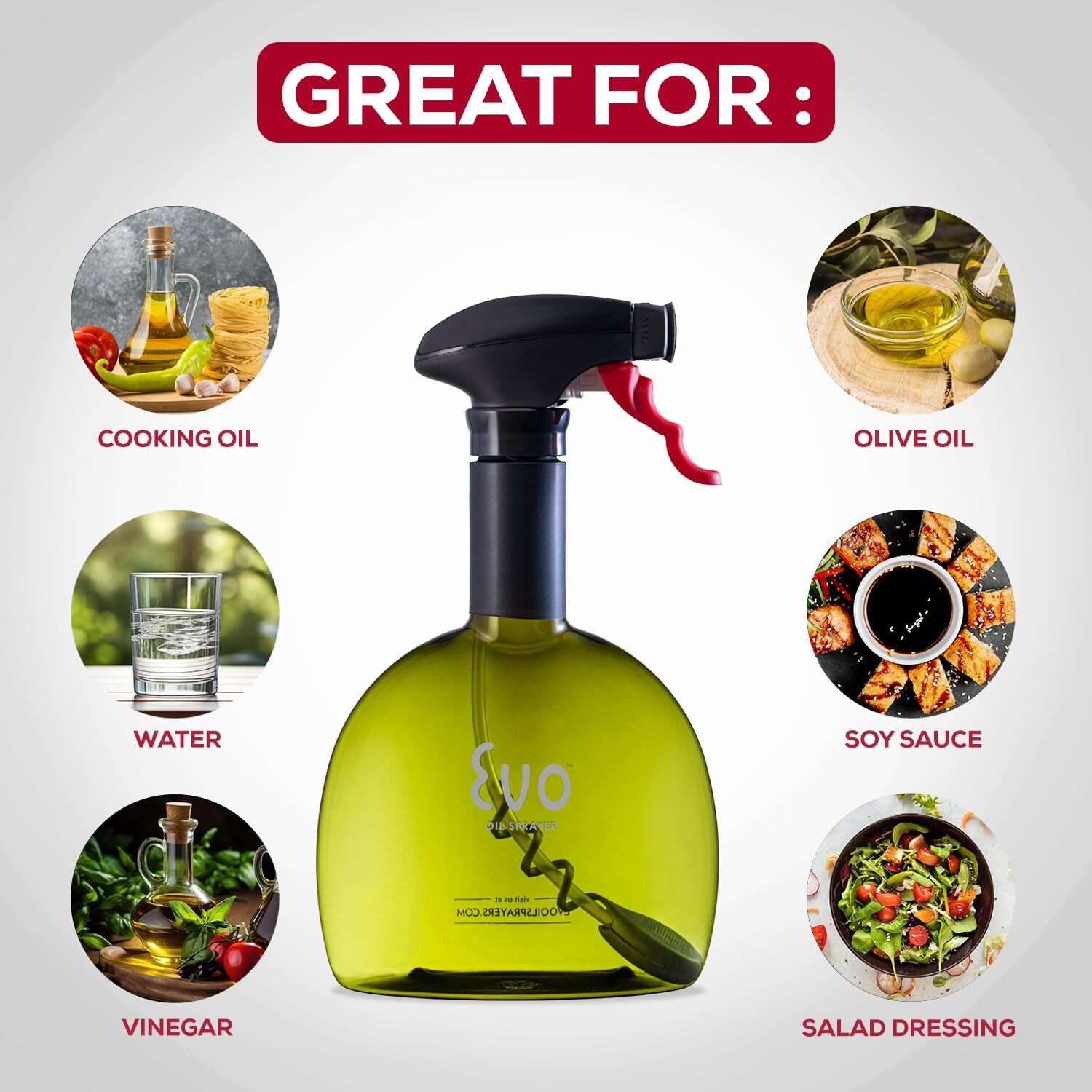 Evo Oil Sprayer Original  Non-Aerosol For Olive  Cooking Oils  And Vinegars  Green  24-Ounce Capacity
