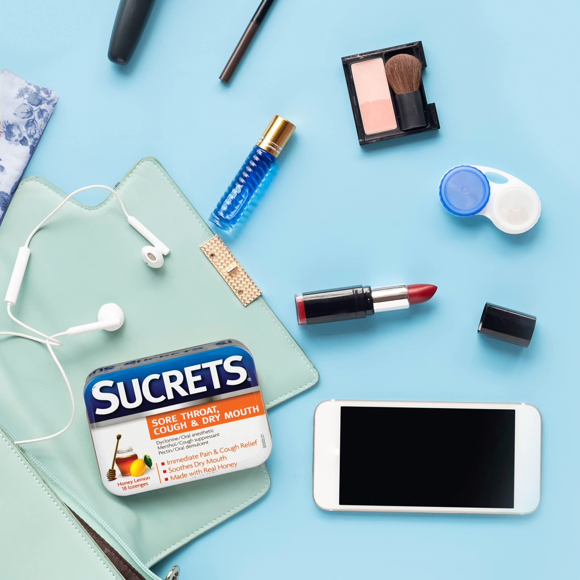 Sucrets Sore Throat & Cough Lozenges  Honey Lemon  18 Count (3 Pack)