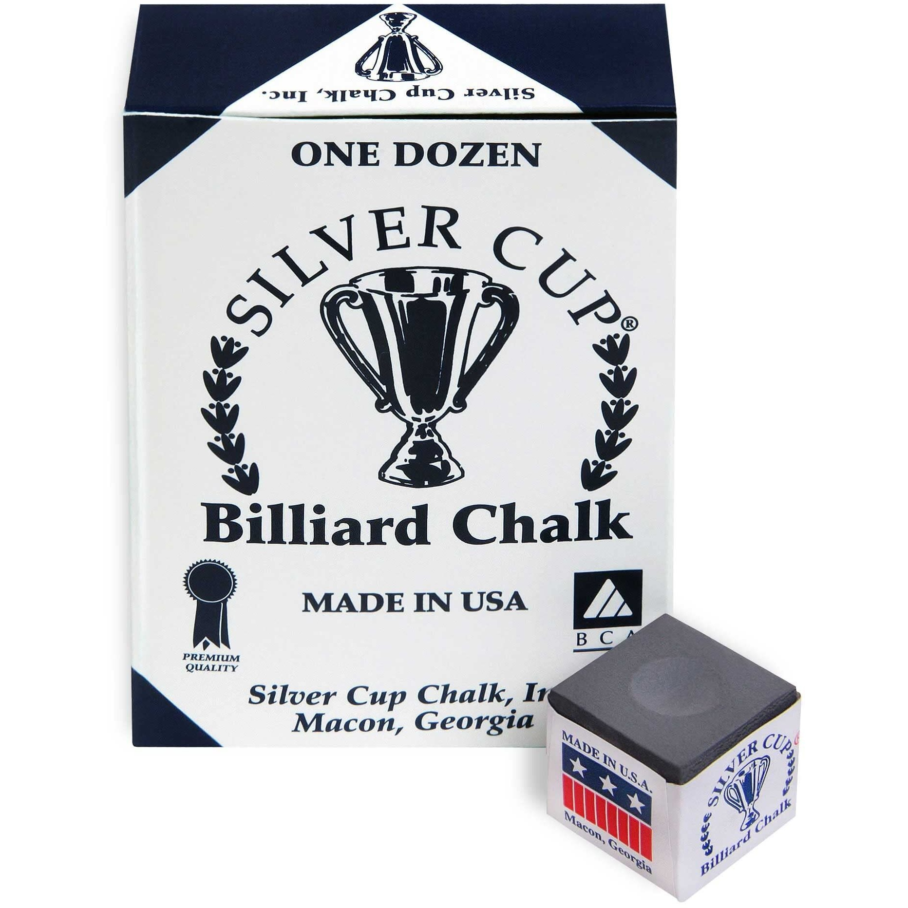 Silver Cup Billiard Chalk - One Dozen (Charcoal)