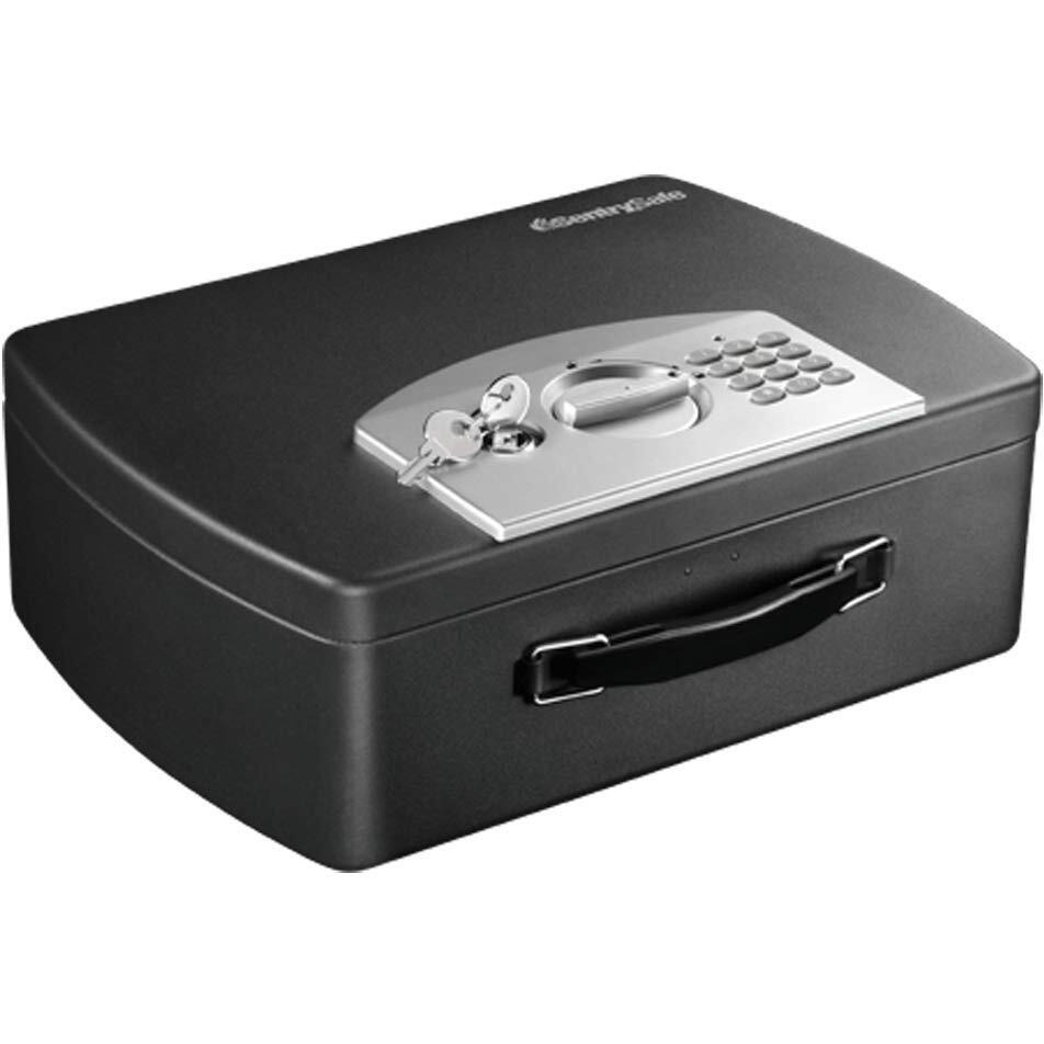 Sentrysafe Portable Black Safe Box With Digital Keypad Lock  Small Steel Travel Safe With Carrying Handle For Money  Passport  0.21 Cubic Feet  4.4 X 13 X 10 Inches  P021E