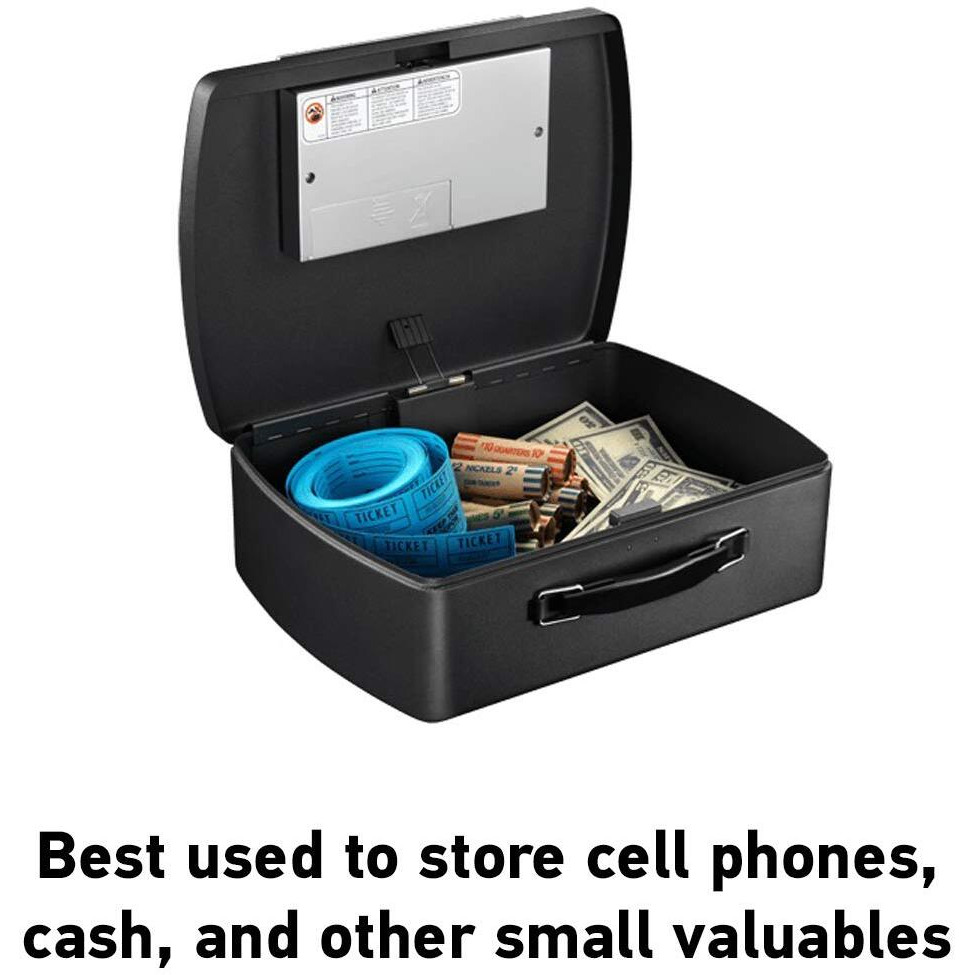 Sentrysafe Portable Black Safe Box With Digital Keypad Lock  Small Steel Travel Safe With Carrying Handle For Money  Passport  0.21 Cubic Feet  4.4 X 13 X 10 Inches  P021E