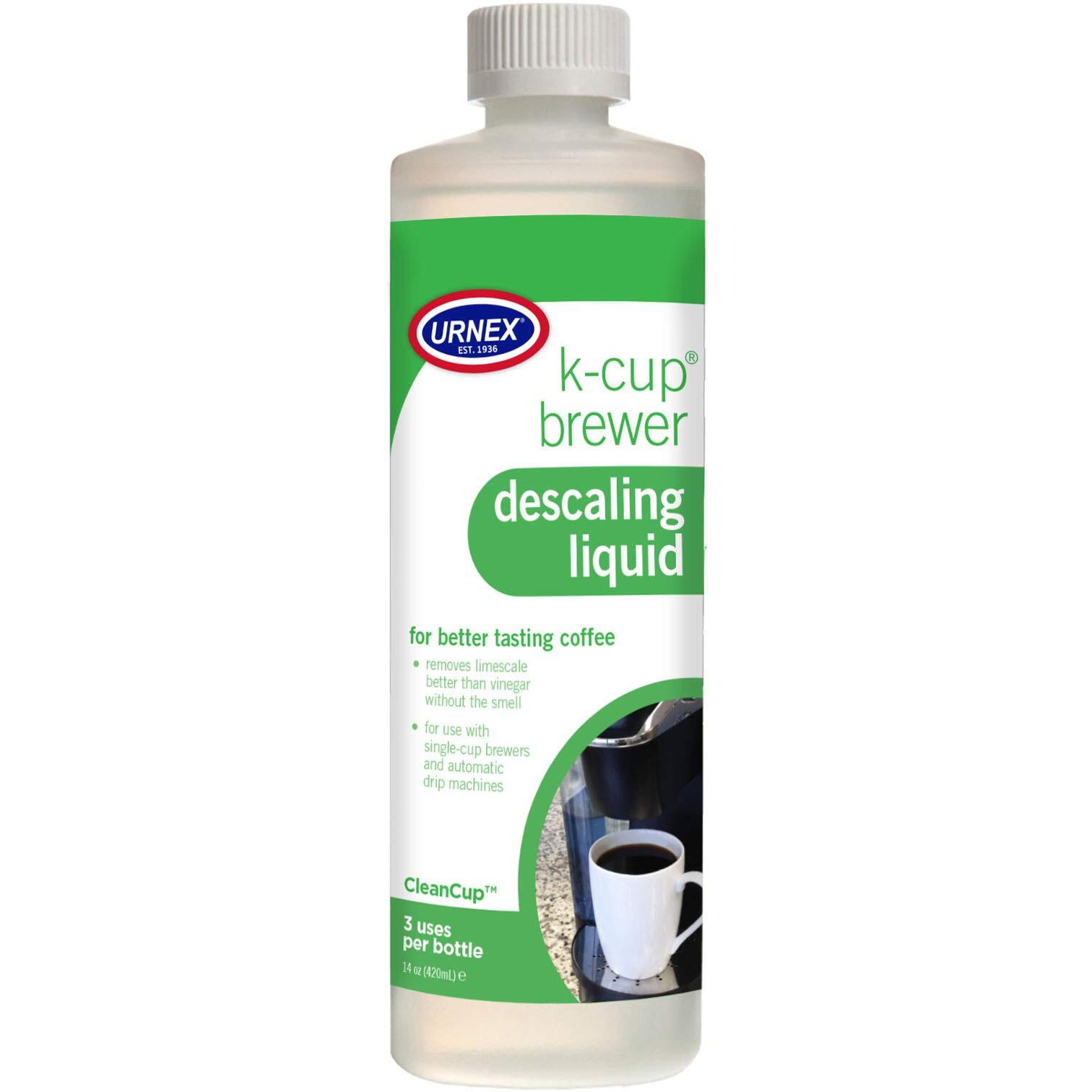 Urnex K-Cup Descaler (3 Uses Per Bottle) - 14 Ounce - Cleancup Descaling Solution Use With Keurig K Cup And Drip Coffee Machine
