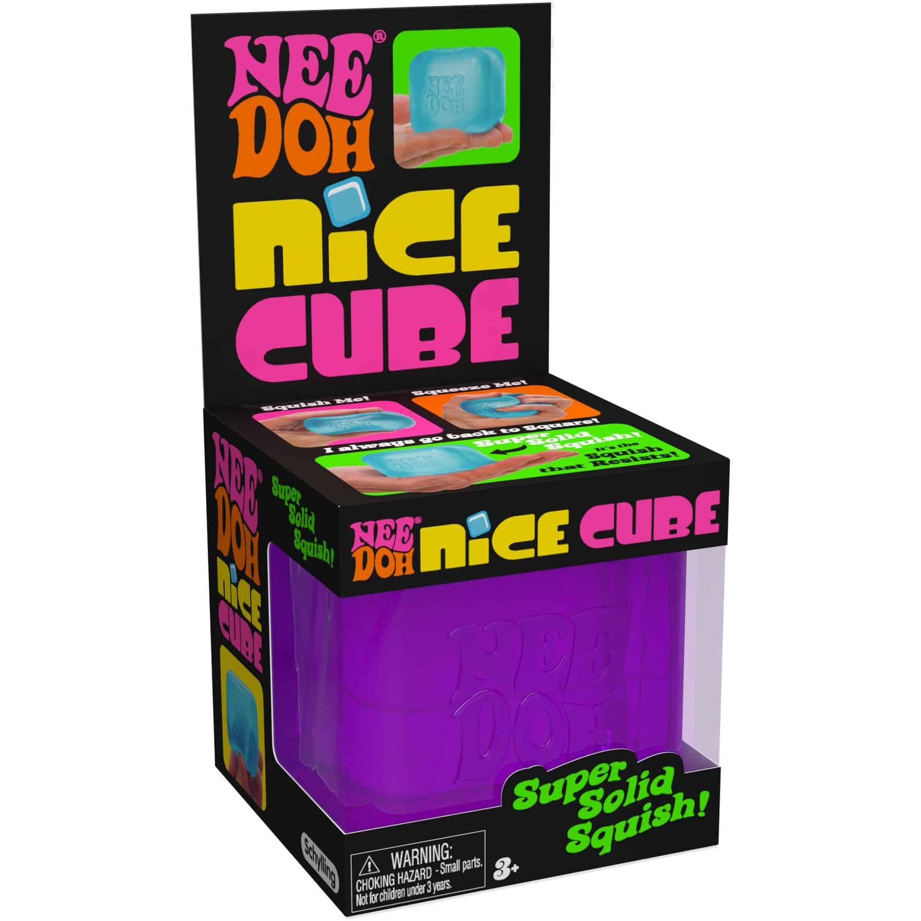 Schylling Needoh Nice Cube -Sensory Squeeze Toy With Super Solid Squish - 2.25"" Cube (Purple)