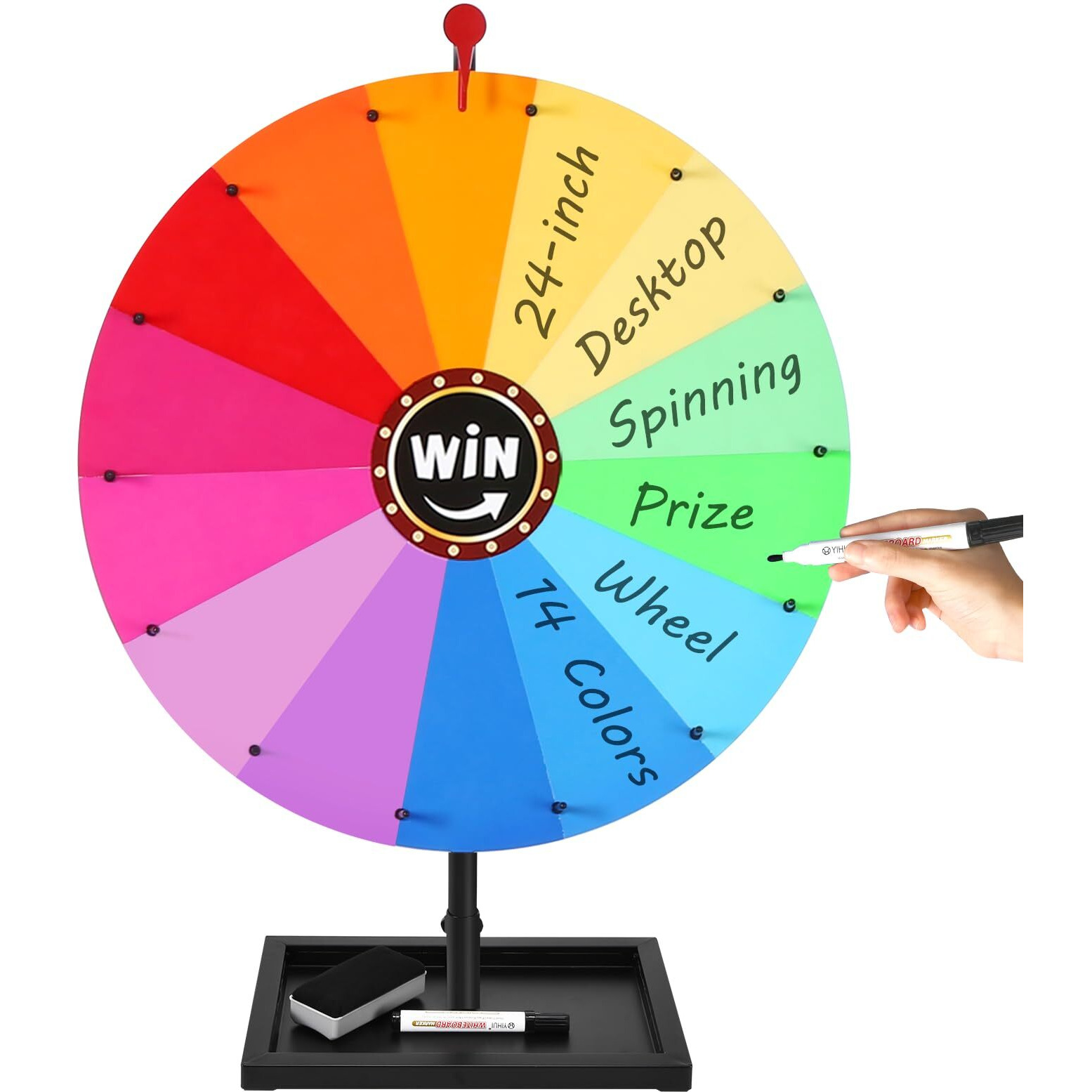 Gadfish 24-Inch Tabletop Spinning Prize Wheel  Spin Doodle Game Spinner  Storable Prize Wheel Spinner With Stand  Wheel Of Fortune Game  Suitable For Family Games  Party Games  14 Colors