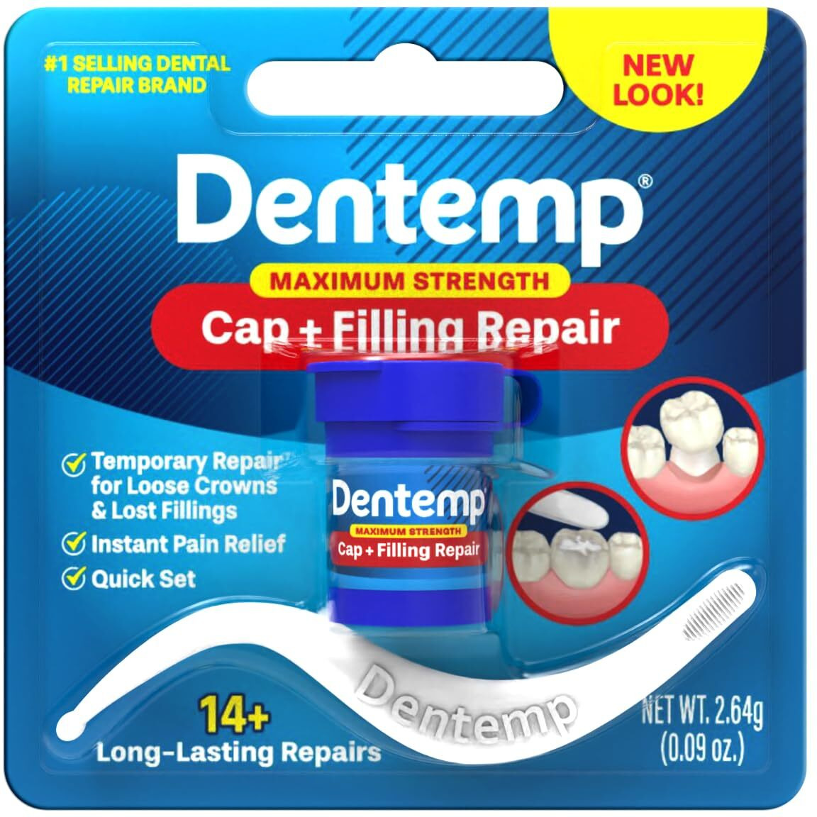 Dentemp Maximum Strength Loose Cap And Lost Filling Repair - Dental Repair Kit For Instant Pain Relief (Pack Of 3)