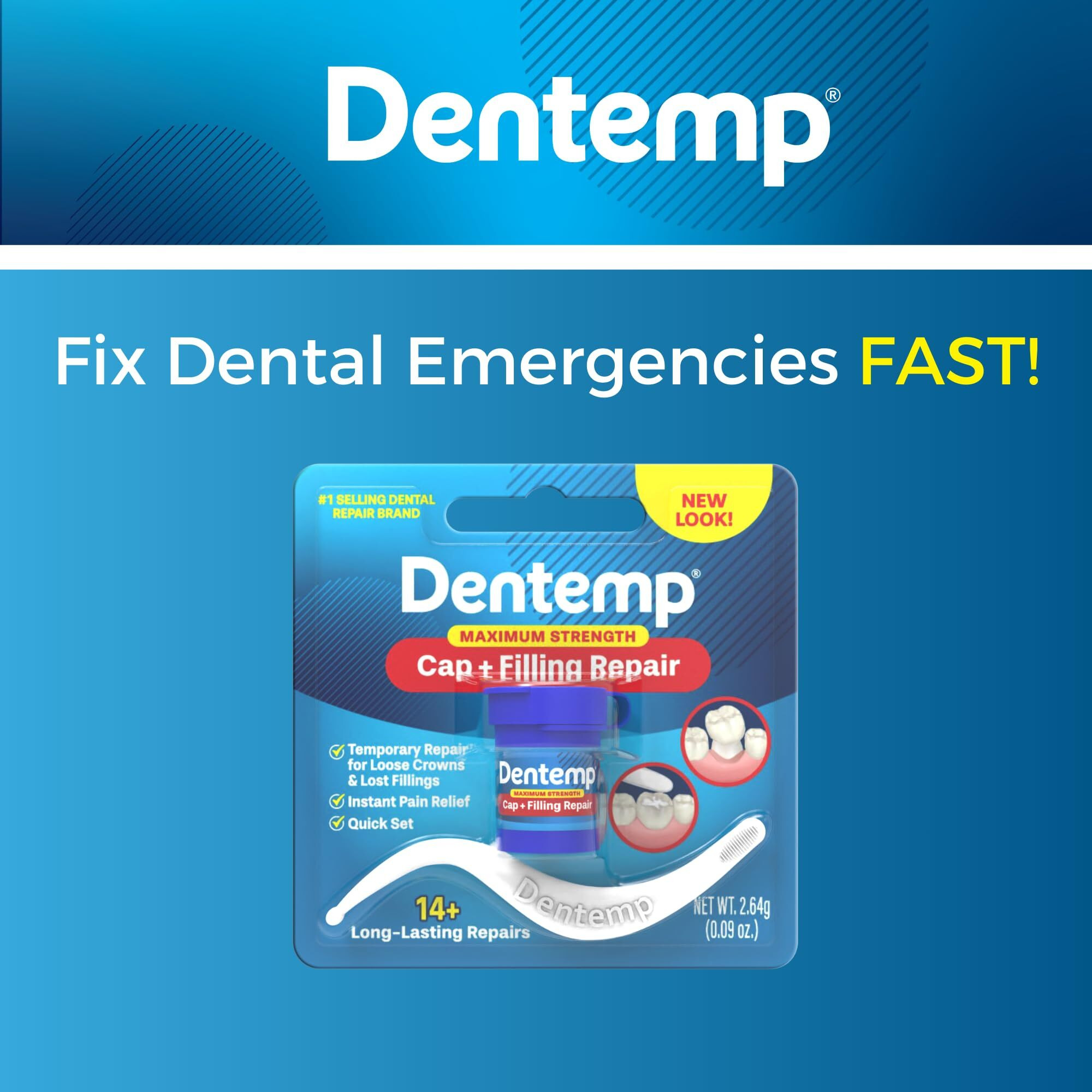 Dentemp Maximum Strength Loose Cap And Lost Filling Repair - Dental Repair Kit For Instant Pain Relief (Pack Of 3)