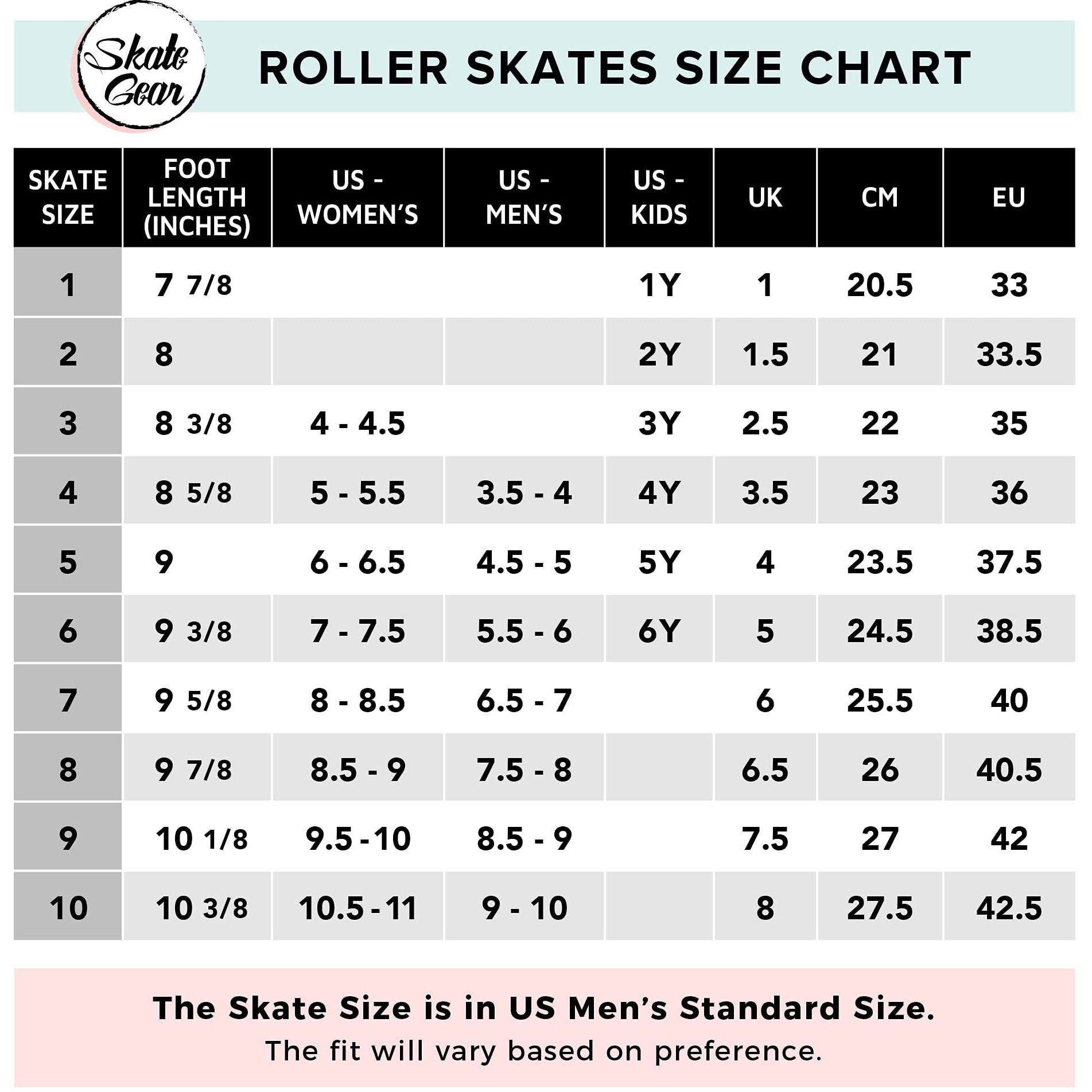 Skate Gear Extra Support Quad Roller Skates For Kids And Adults (Black  Women's 11 / Men's 10)