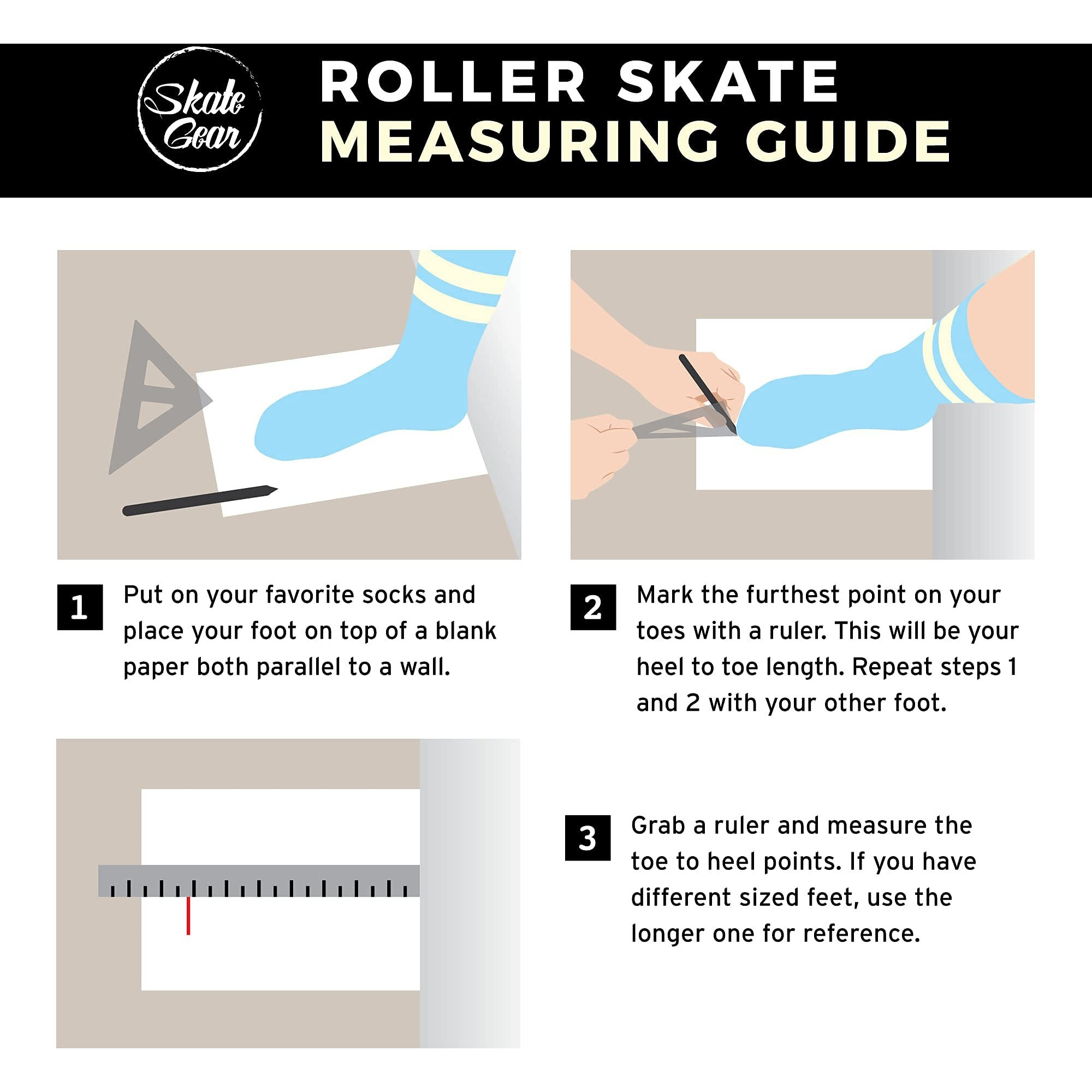 Skate Gear Extra Support Quad Roller Skates For Kids And Adults (Black  Women's 11 / Men's 10)