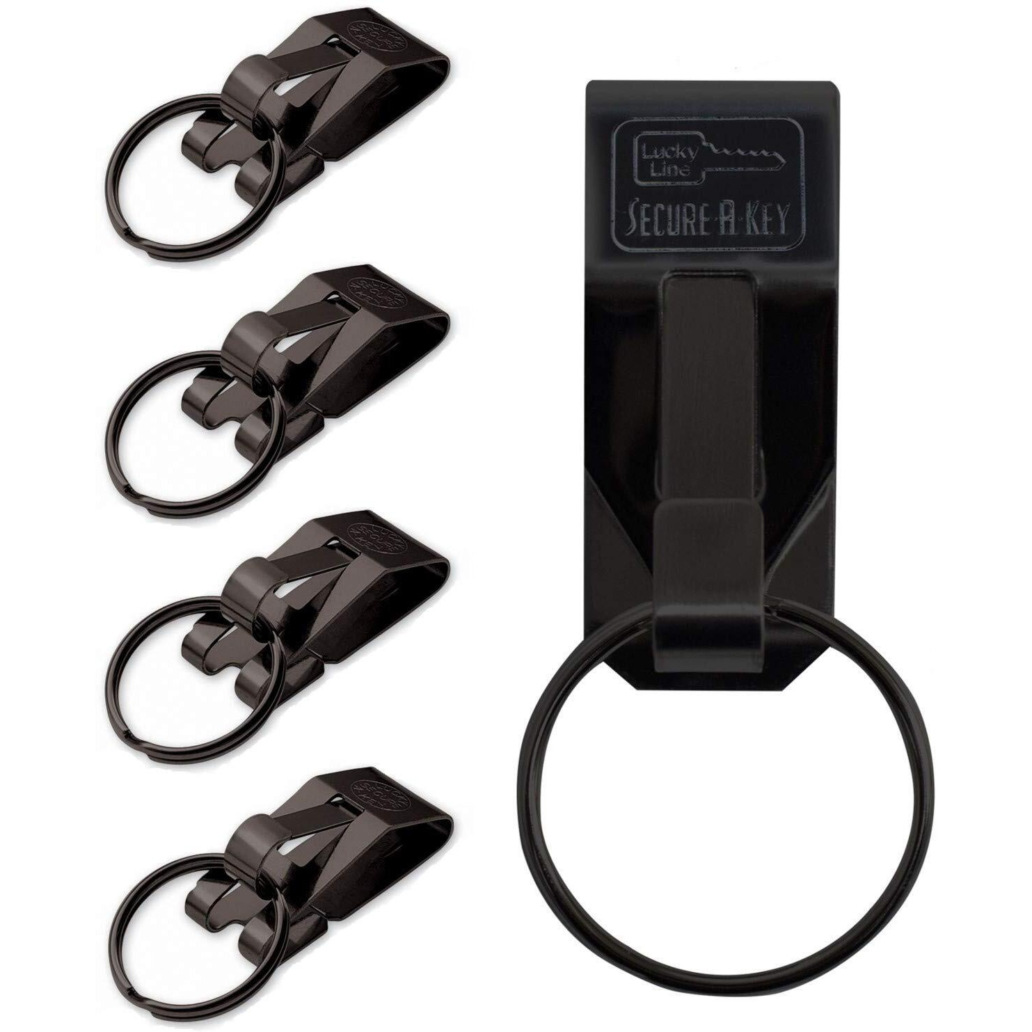 Lucky Line The Original Secure-A-Key Slip-On For Wide Belts  5 Per Pack (47005)""  Black