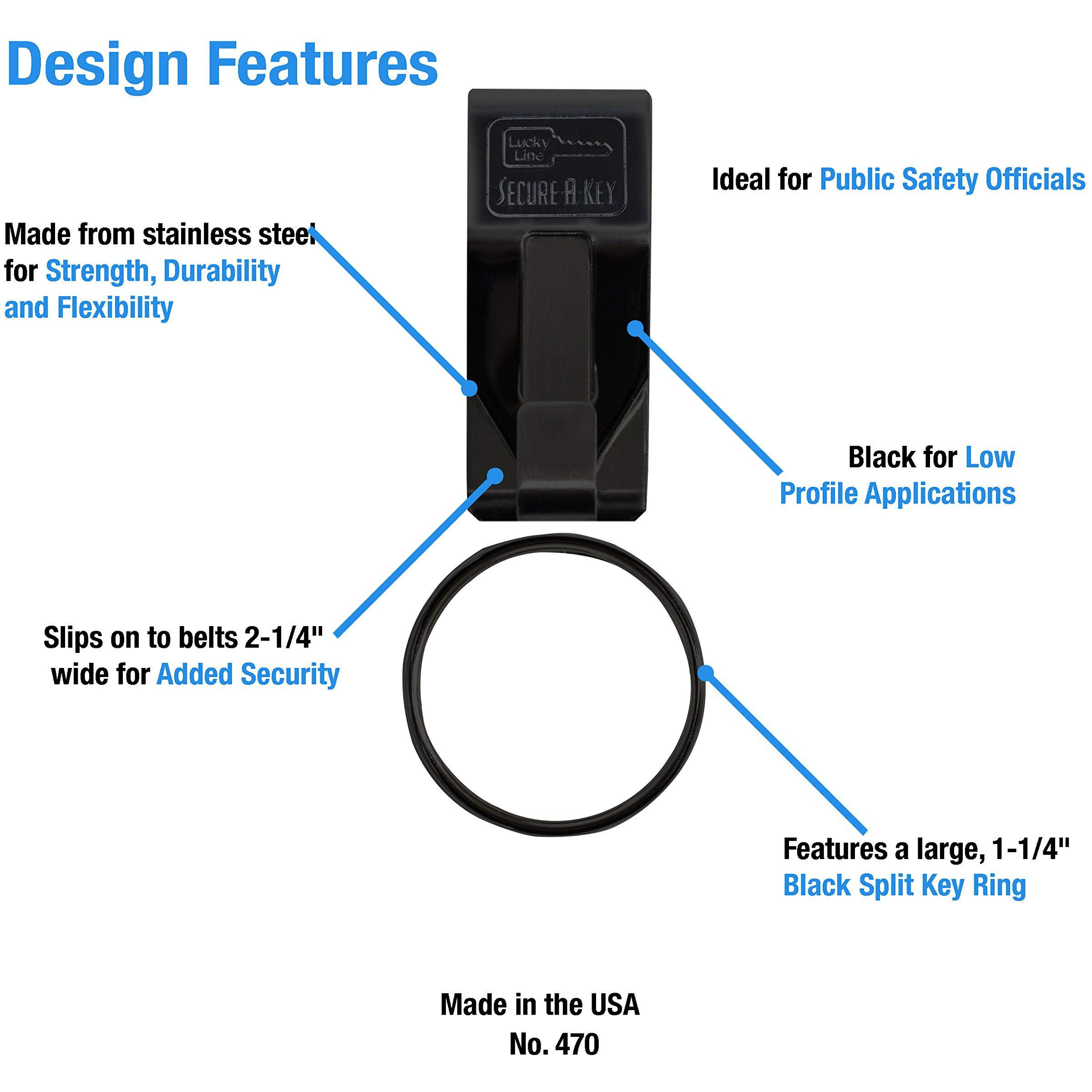 Lucky Line The Original Secure-A-Key Slip-On For Wide Belts  5 Per Pack (47005)""  Black