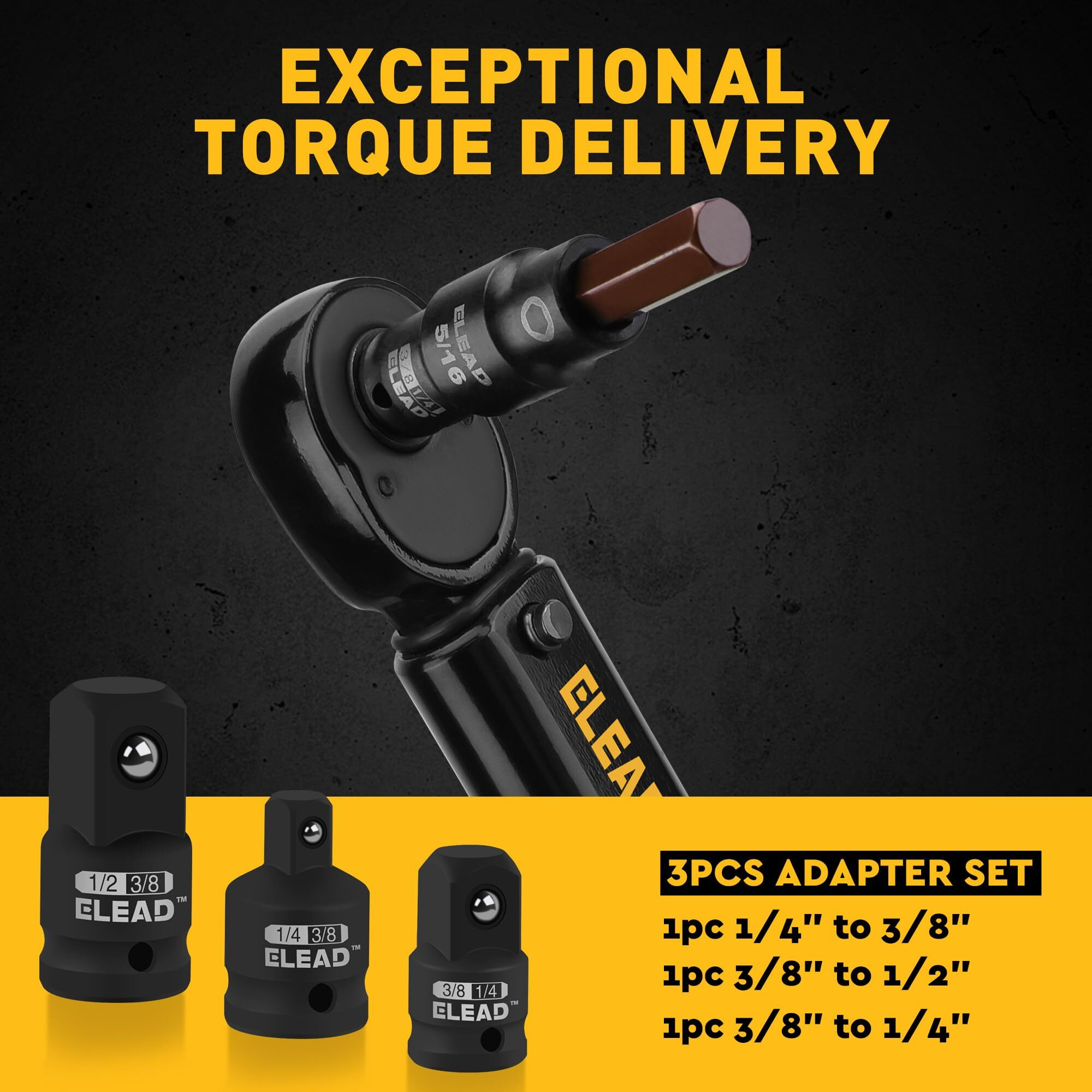 16-Piece Sae Hex Bit Impact Socket Set - Premium S2 Steel 5/64""-9/16"" Allen Socket Set With Socket Adapters  1/4   3/8  And 1/2  Drive | Professional Mechanic Garage Tools