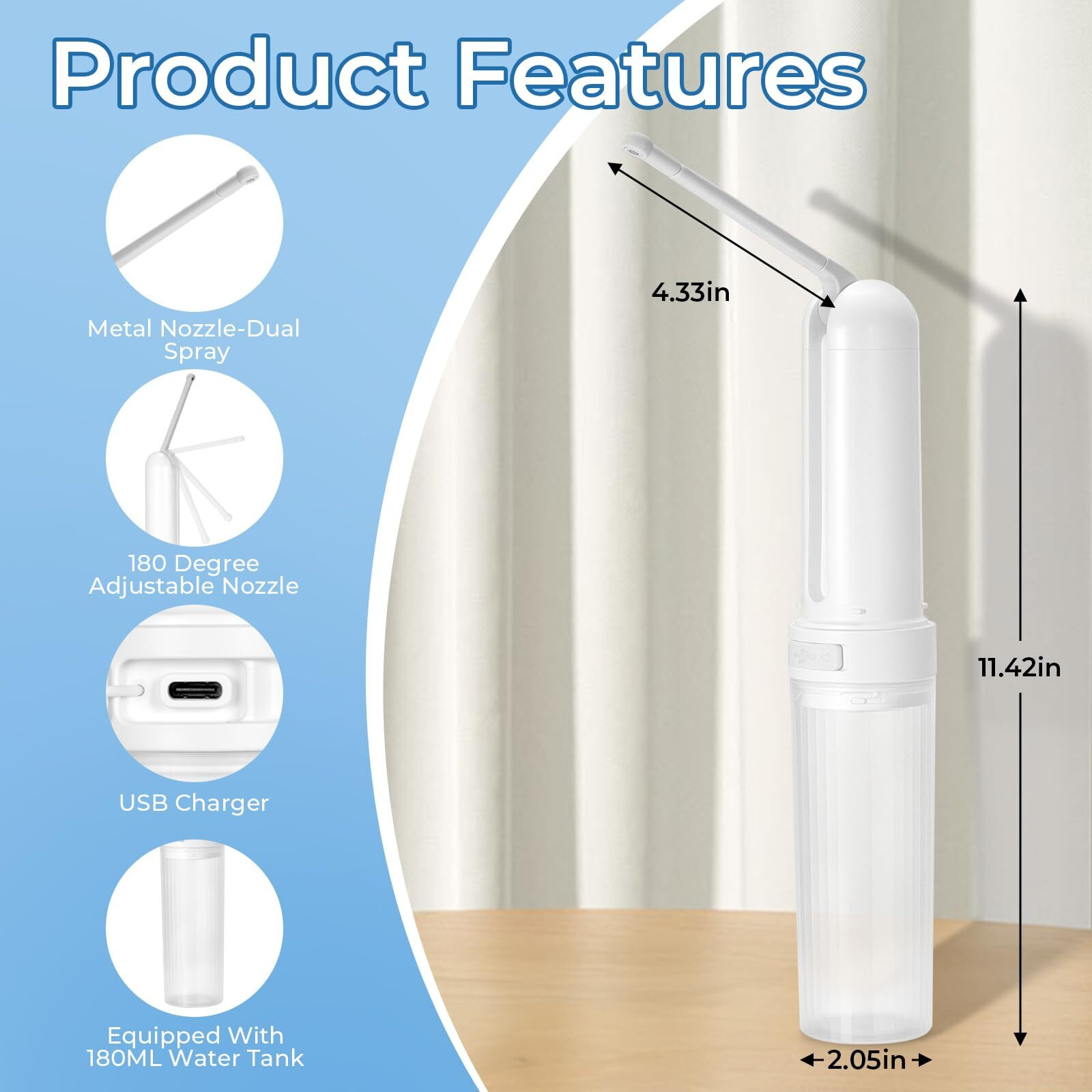 Portable Bidet For Travel Usb-C Rechargeable Travel Bidet Portable Handheld 3 Pressure Options Portable Bidet For Women/Men High Pressure Ipx7 Waterproof Electric Bidet Personal Hygiene Cleaning