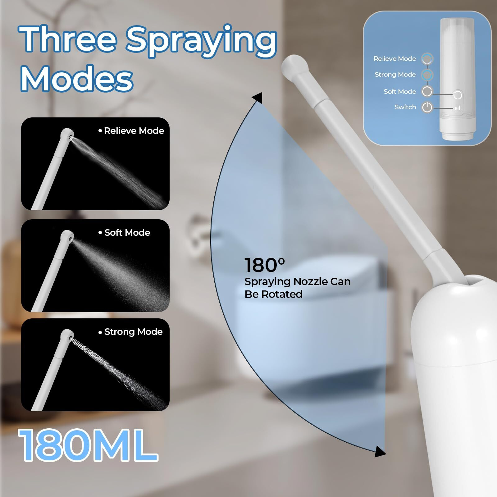 Portable Bidet For Travel Usb-C Rechargeable Travel Bidet Portable Handheld 3 Pressure Options Portable Bidet For Women/Men High Pressure Ipx7 Waterproof Electric Bidet Personal Hygiene Cleaning