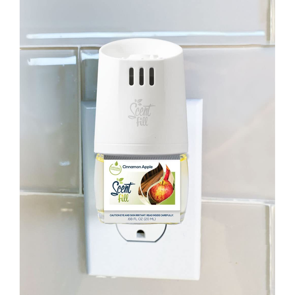 Scent Fill Fall Plug In Air Freshener Kit (Relax Blend  Cinnamon Apple  Orange Clove  Sweet & Spicy Cinnamon Nutmeg)  4 Refills + Diffuser