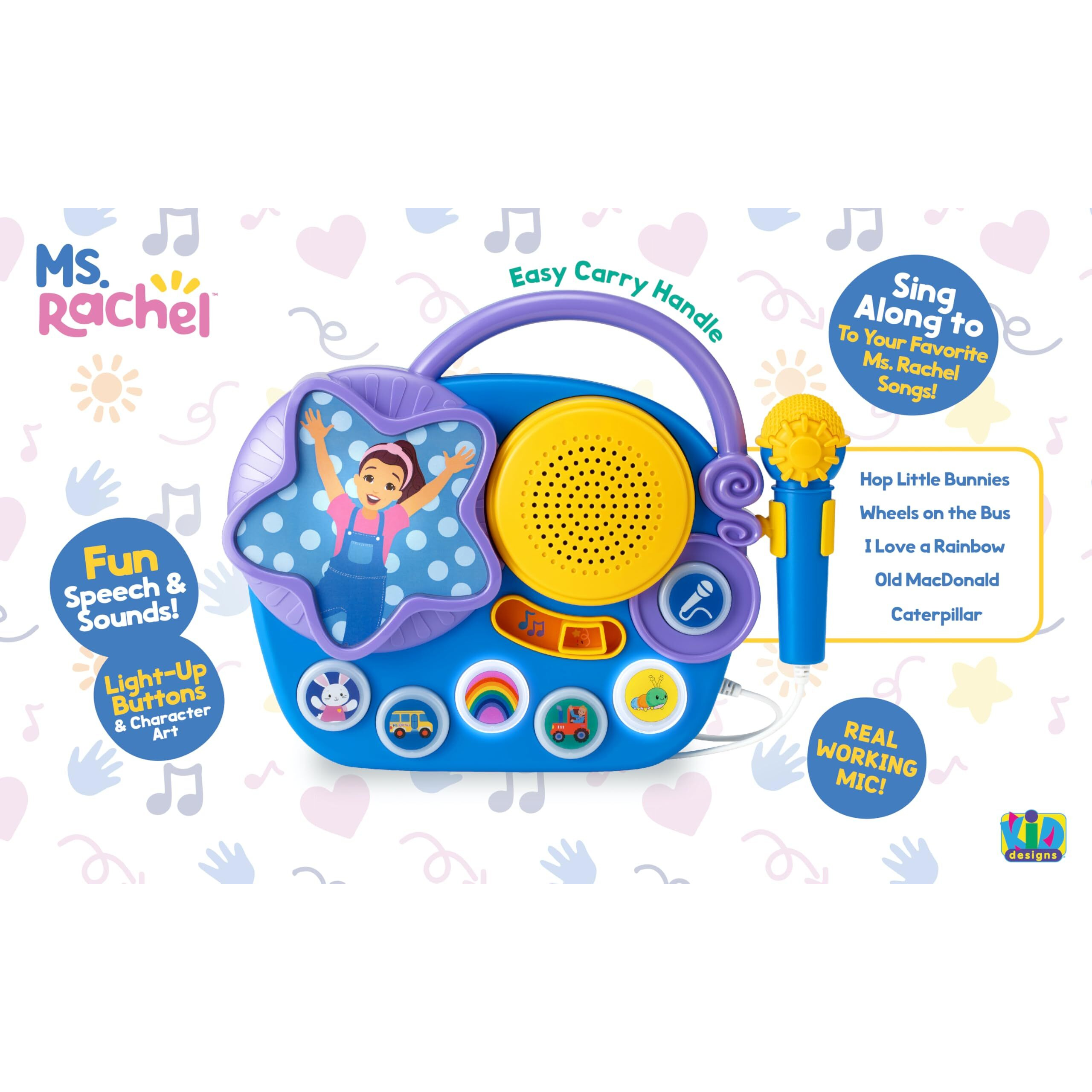 Ekids Ms Rachel Karaoke Microphone With Boombox For Fans Of Toddler Toys  Kids Karaoke Machine With Built In Music