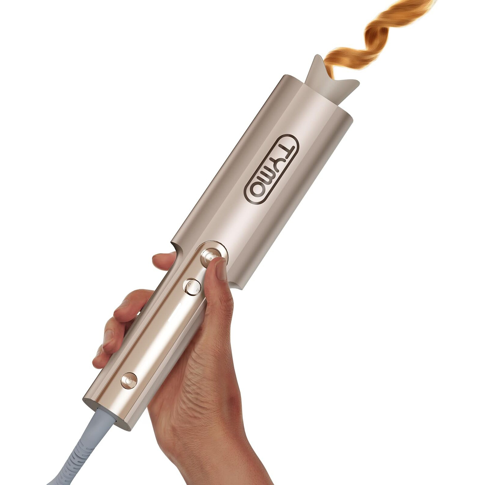Upgraded Automatic Rotating Curling Iron - Tymo Curlpro Plus Long Barrel Curling Wand For Long Hair  Ceramic 1 Inch Hair Curler For Women  Anti-Scald  Tangle-Free  600M Ionic  Dual Voltage  Gold