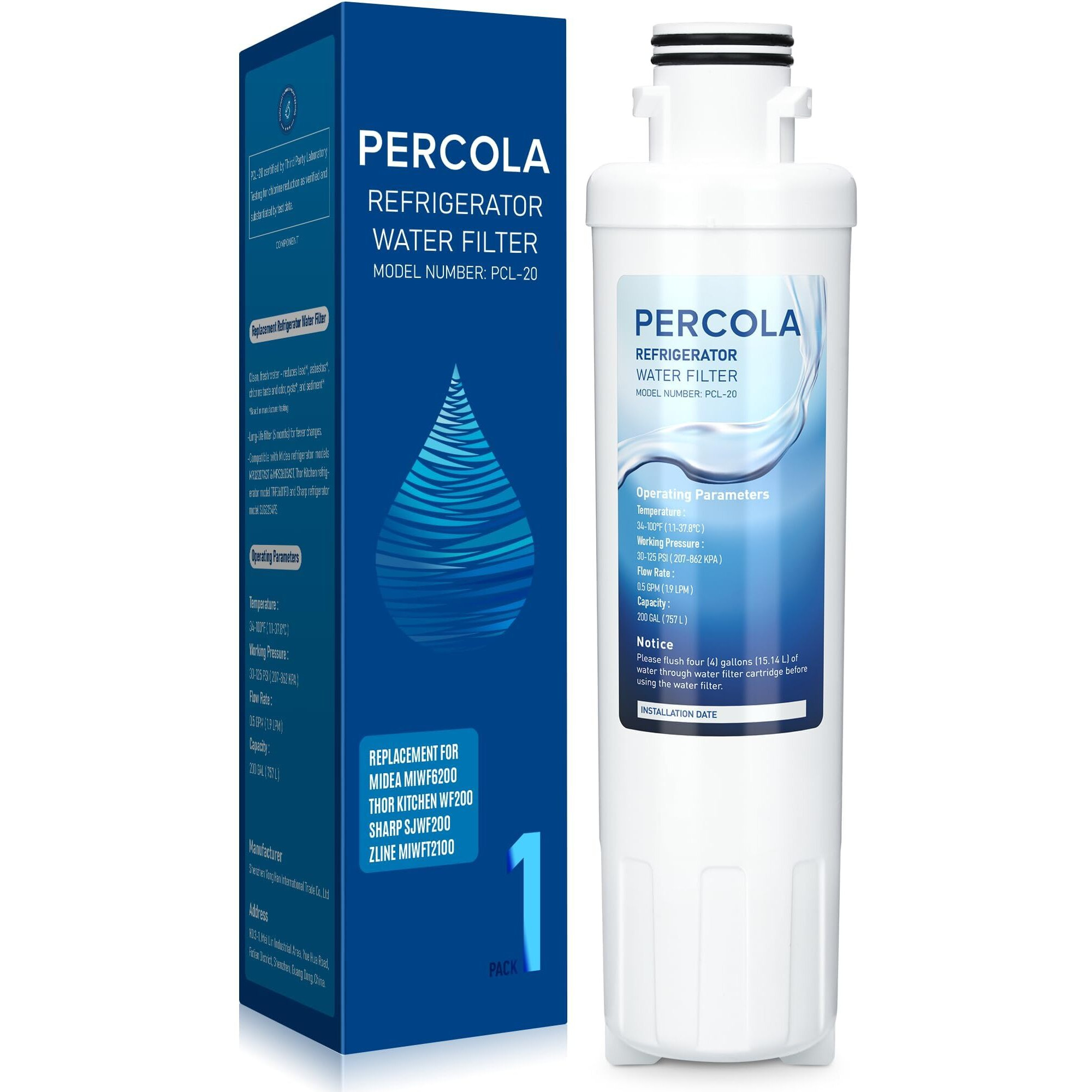 Miwf6200 Water Filter  Compatible With Sharp Sjwf200  Sjg2254Fs  Thor Kitchen Wf200  Zline Miwft2100  Midea Mrs26D5Ast  Mf-2008-R2  Zline Rfm-W-36 Refrigerator Models (1 Pack)