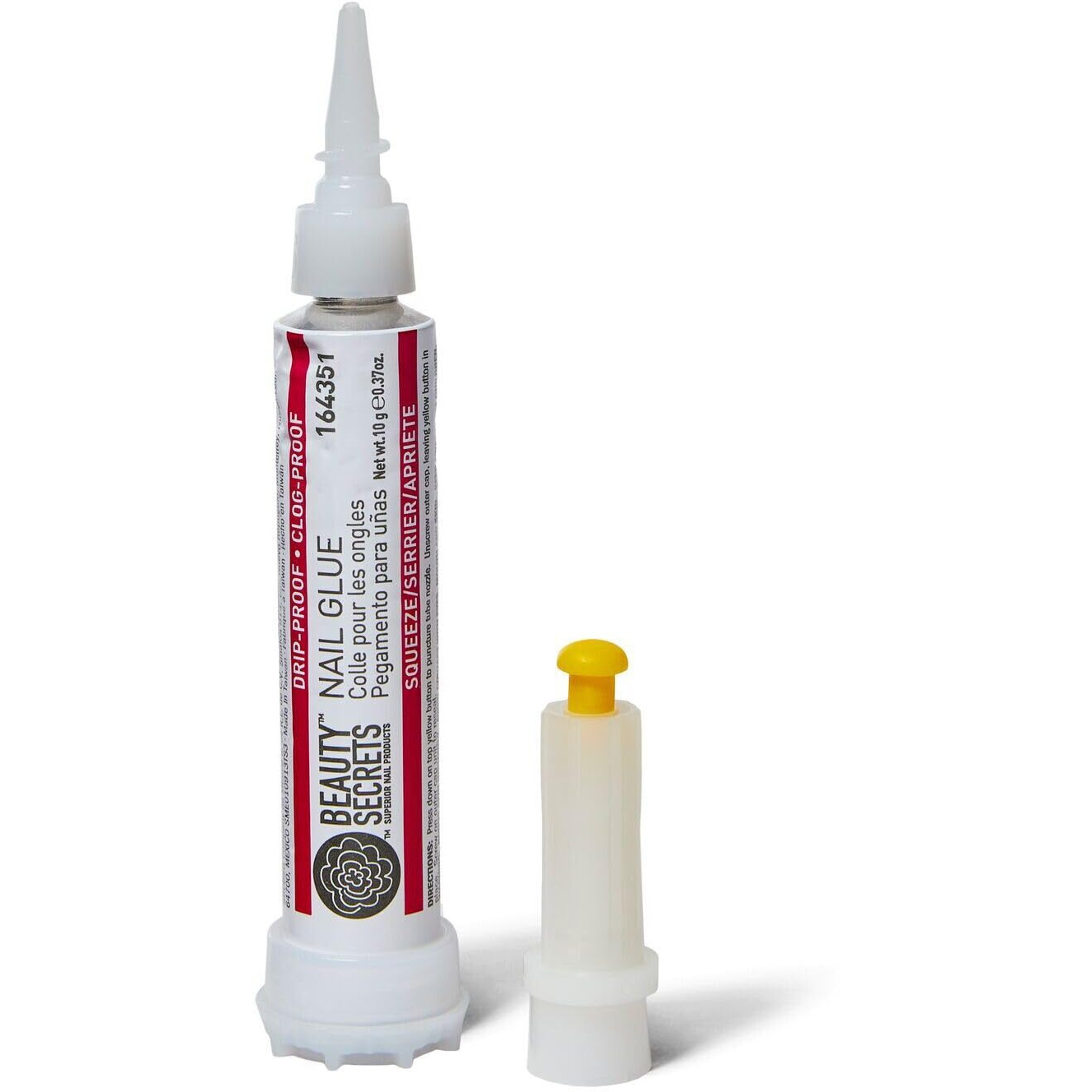 Beauty Secrets Drip & Clog Proof Nail Glue (1 Pack) Bundled With Nail File Black Cushion Medium Coarse 180/100 Grit By Beauty Secrets