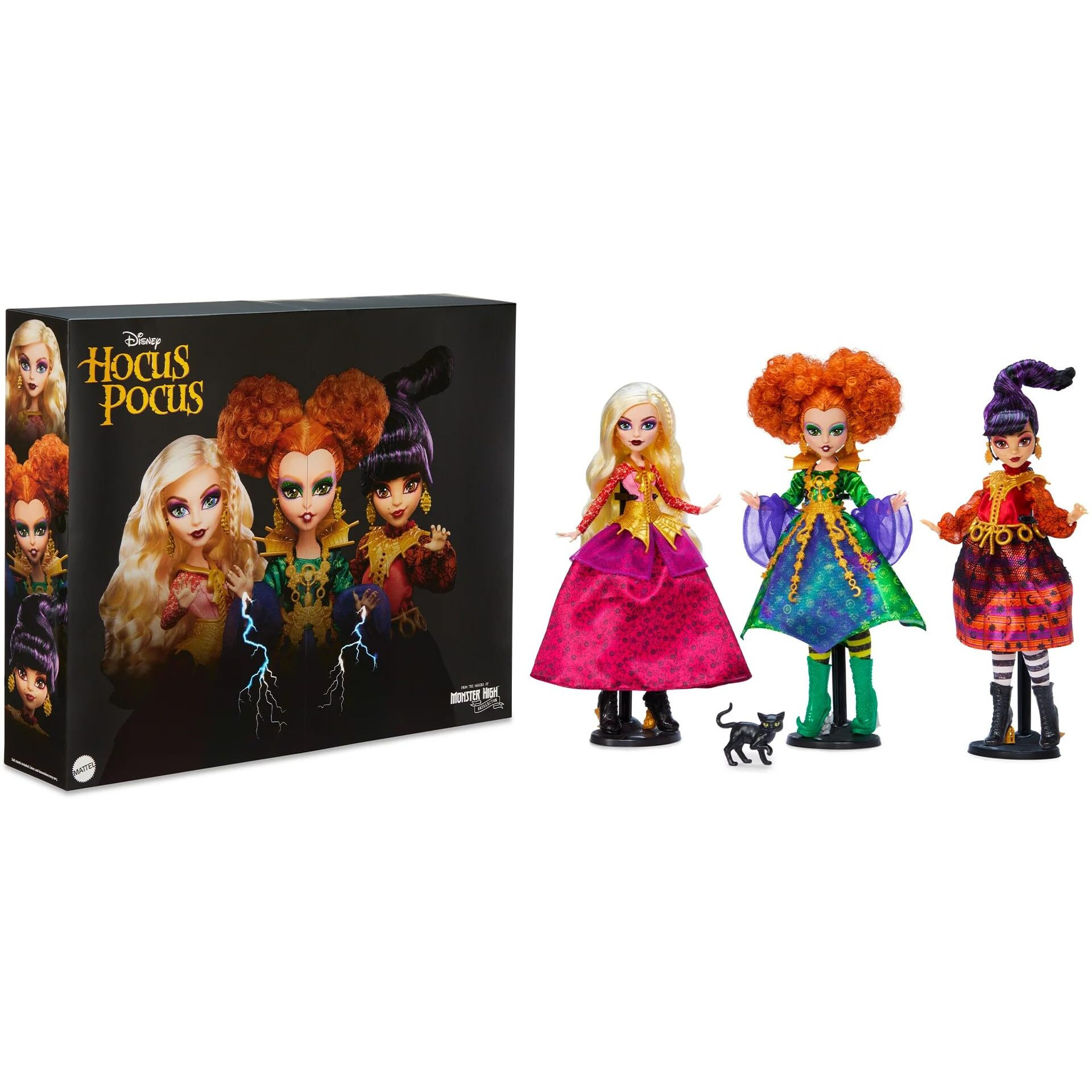 Monster High Skullector Hocus Pocus Dolls - Winifred  Mary  Sarah  And Binx Collectible Set With Articulated Figures  Witchy Dresses  Accessories  And Display-Ready Packaging