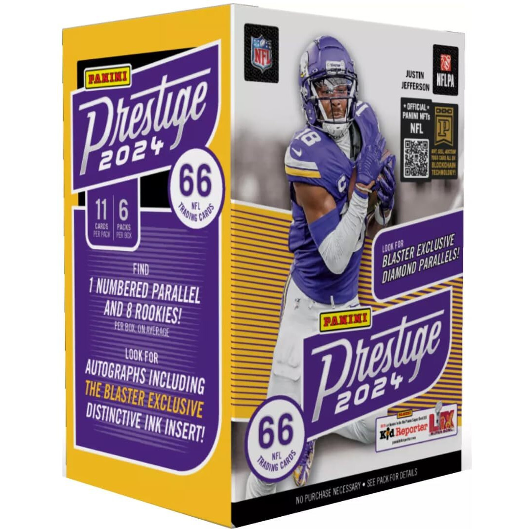 2024 Panini Prestige Football Nfl Blaster Box With 66 Trading Cards & 6 Toploaders & Streetcards Magnet